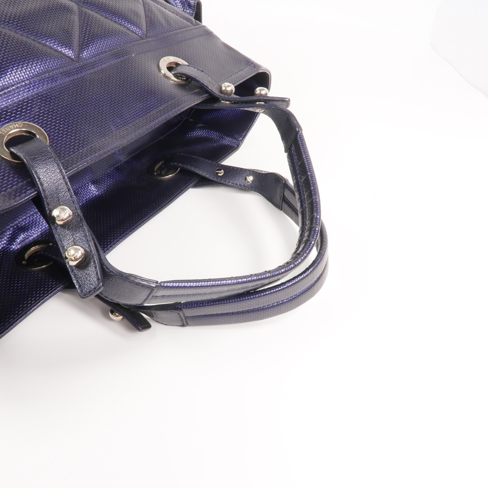 CHANEL 塗層帆布Paris Biarritz Tote Bag銀扣手挽袋