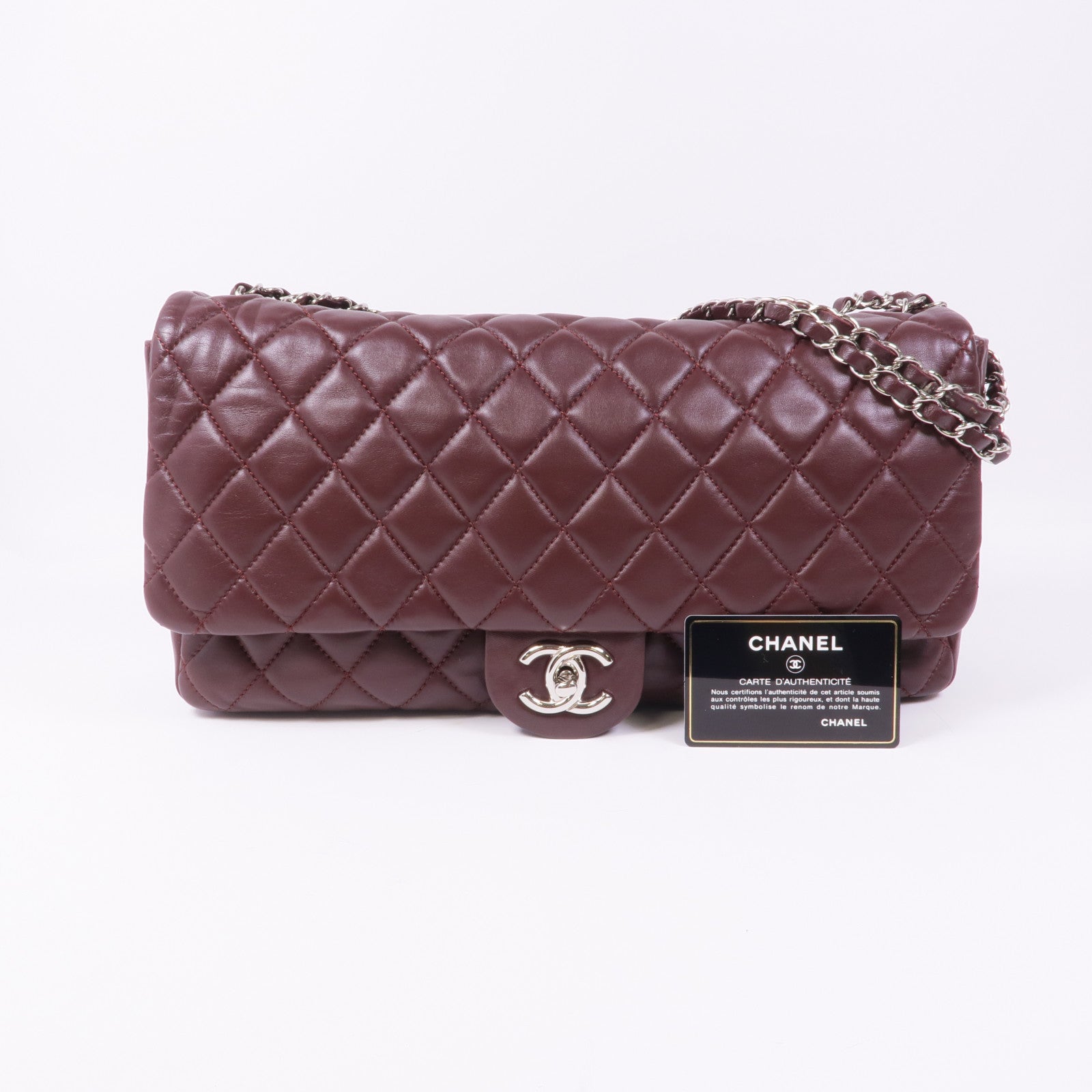 CHANEL 羊皮皮革Chain Shoulder Bag銀扣鏈帶肩背袋