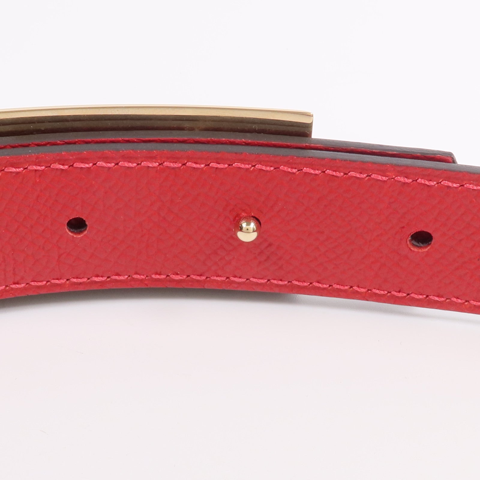 HERMES Epsom/Swift皮革Rivale Reversible腰帶Rouge Casaque