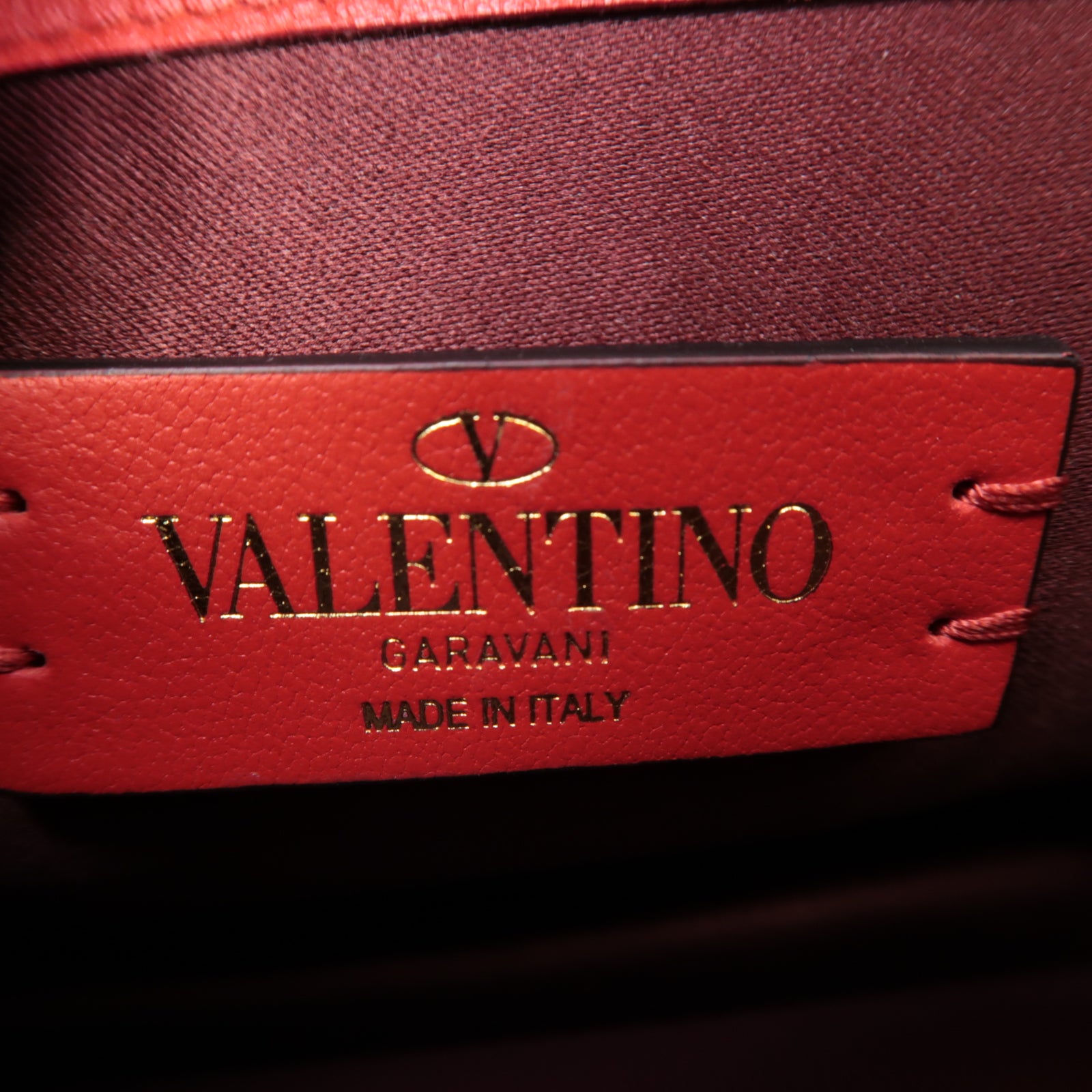 Valentino 【激減優惠】皮革Love Lab金扣鏈帶肩背袋紅色