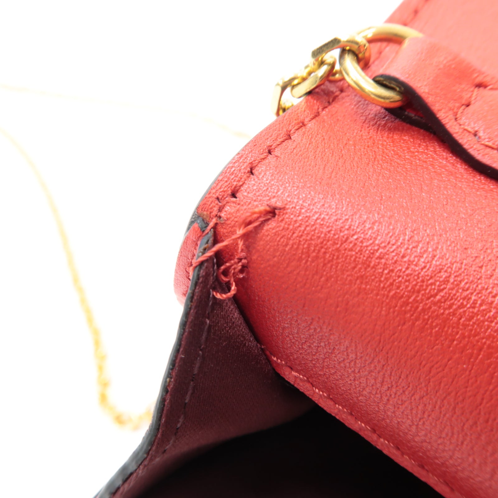 Valentino 【激減優惠】皮革Love Lab金扣鏈帶肩背袋紅色