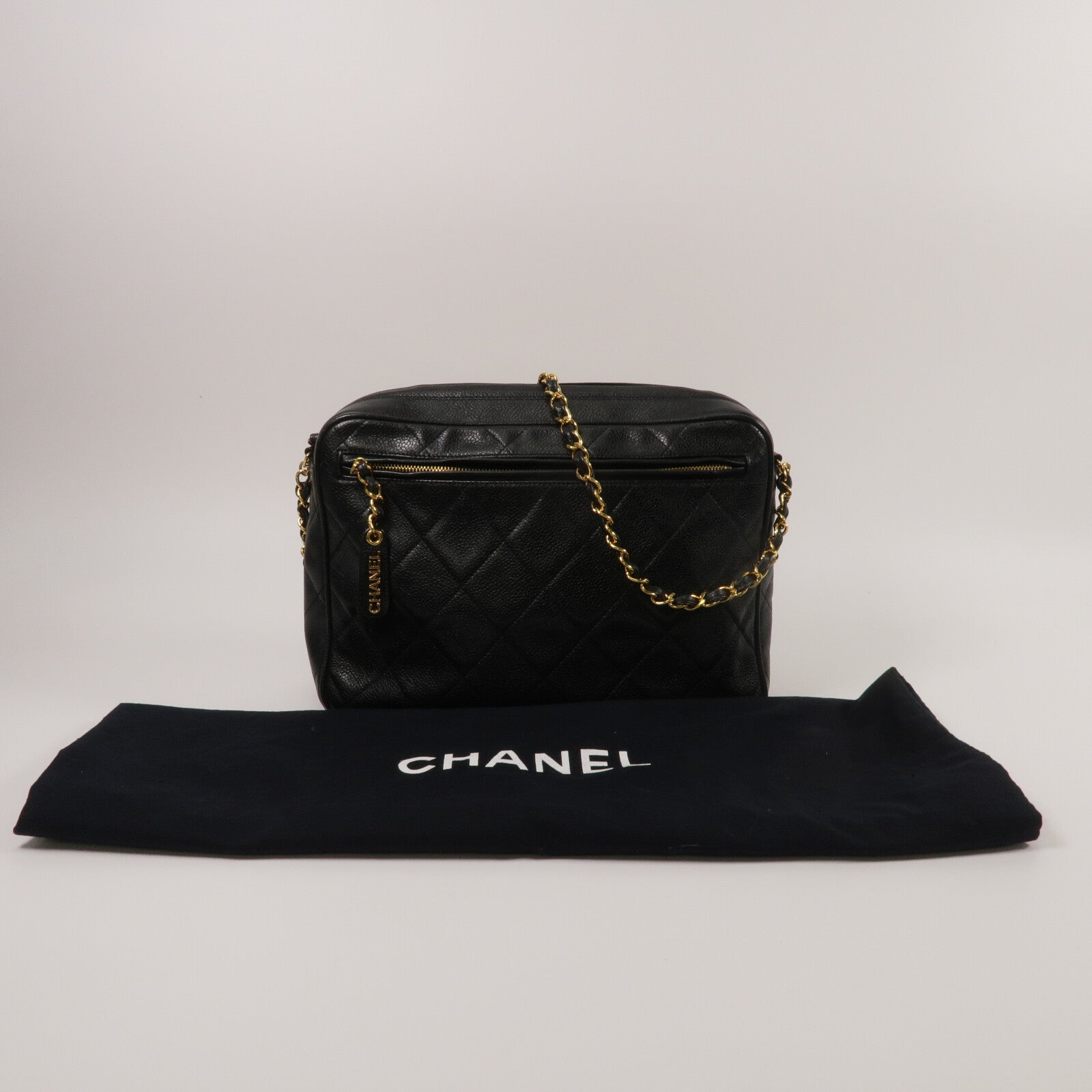 CHANEL 牛皮皮革Vintage Chain Shoulder鏈帶肩背袋