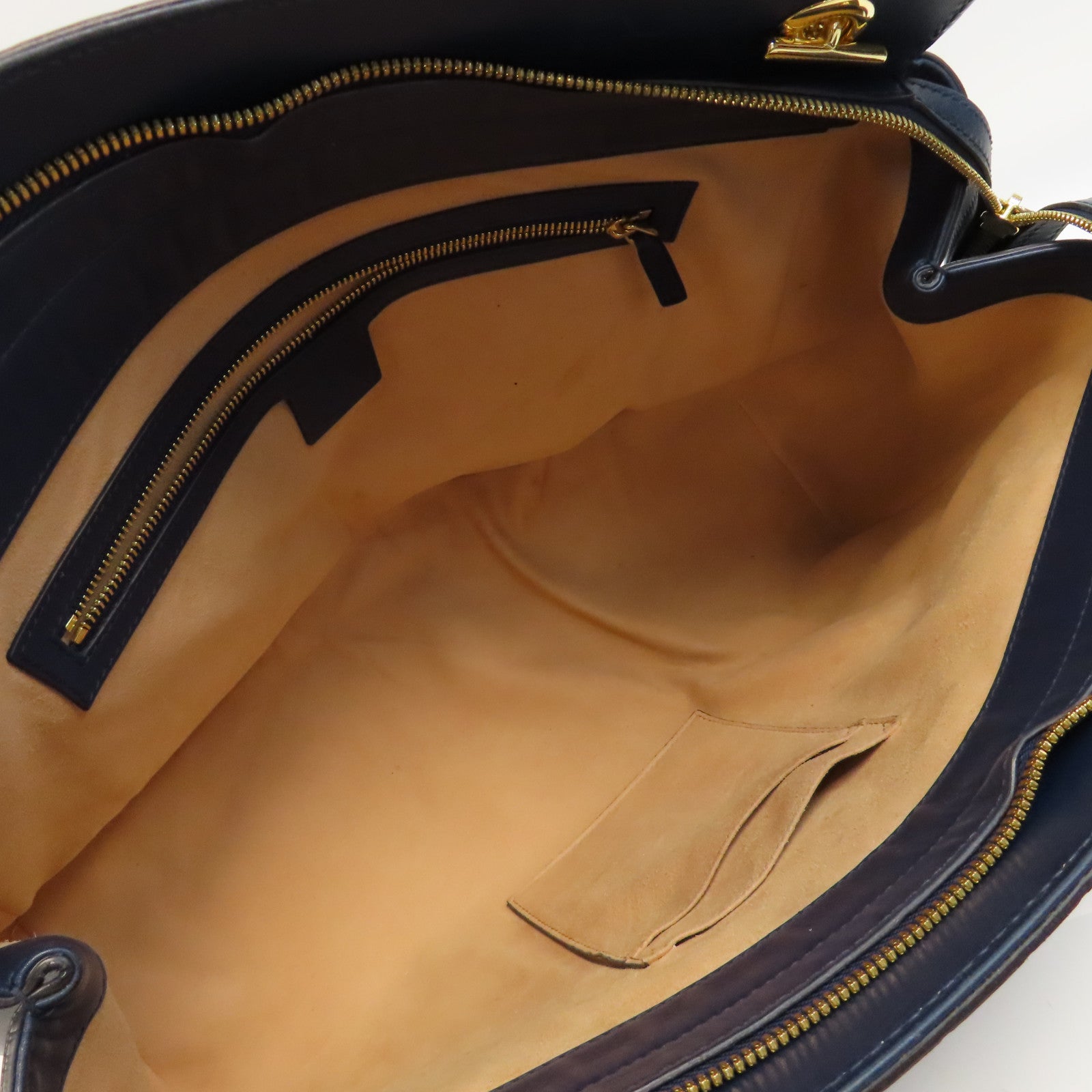 GUCCI 【激減優惠】牛皮皮革Tote Bag金扣手挽袋藍色