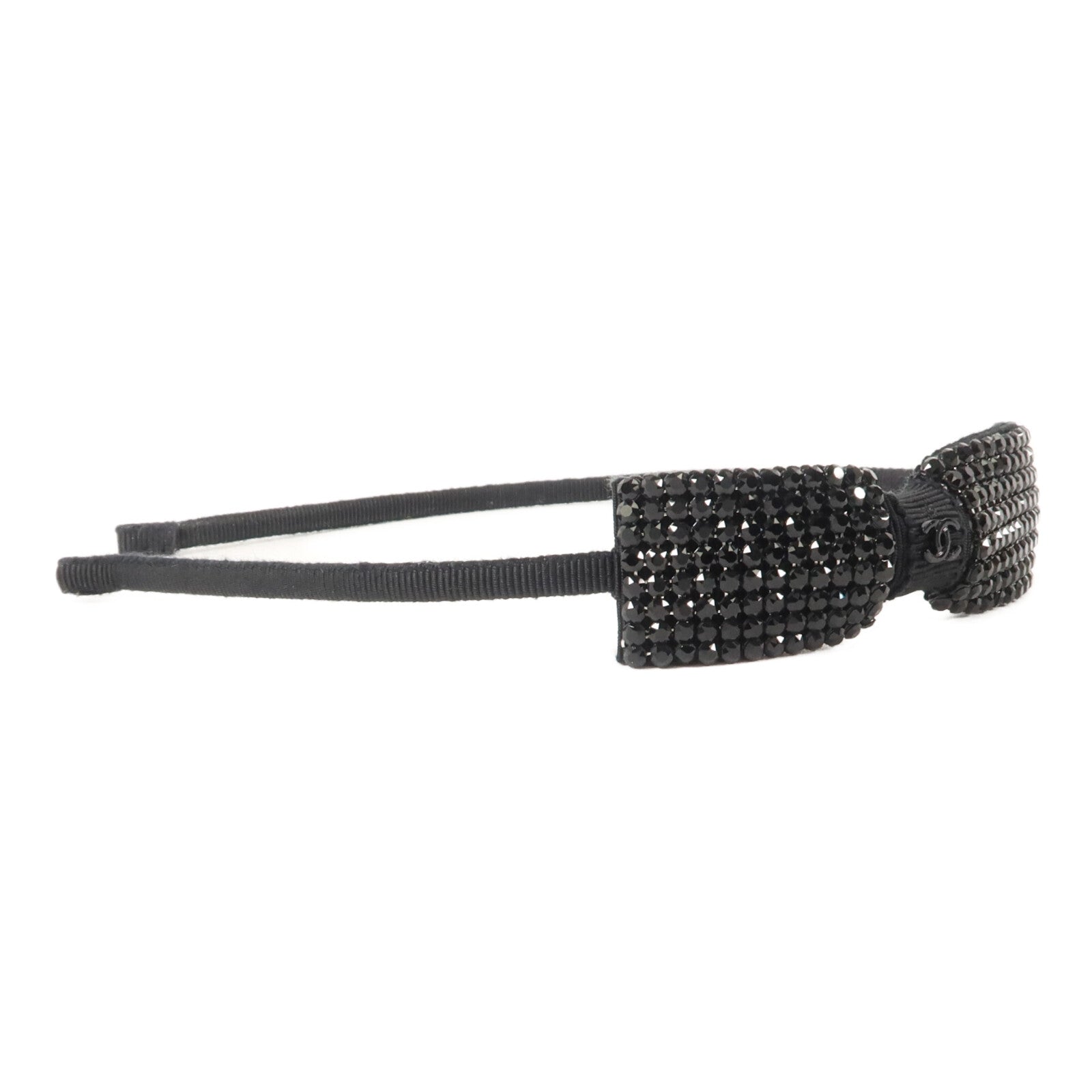 CHANEL Grosgrain/Strass CC Strass Bow Headband頭箍