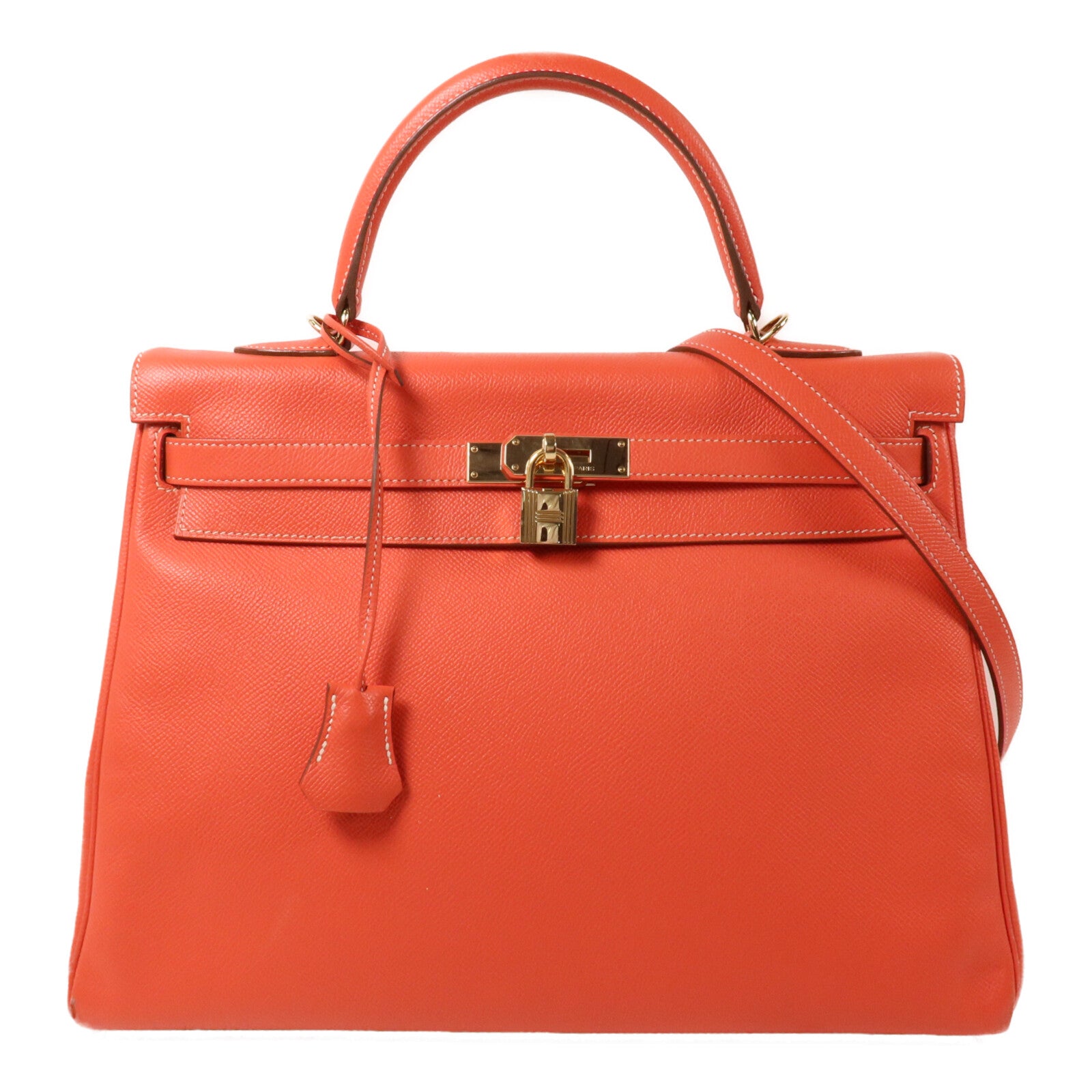 HERMES Epsom皮革/Chevre皮革Kelly 35手挽肩背兩用袋Rose Jaipur/Gold