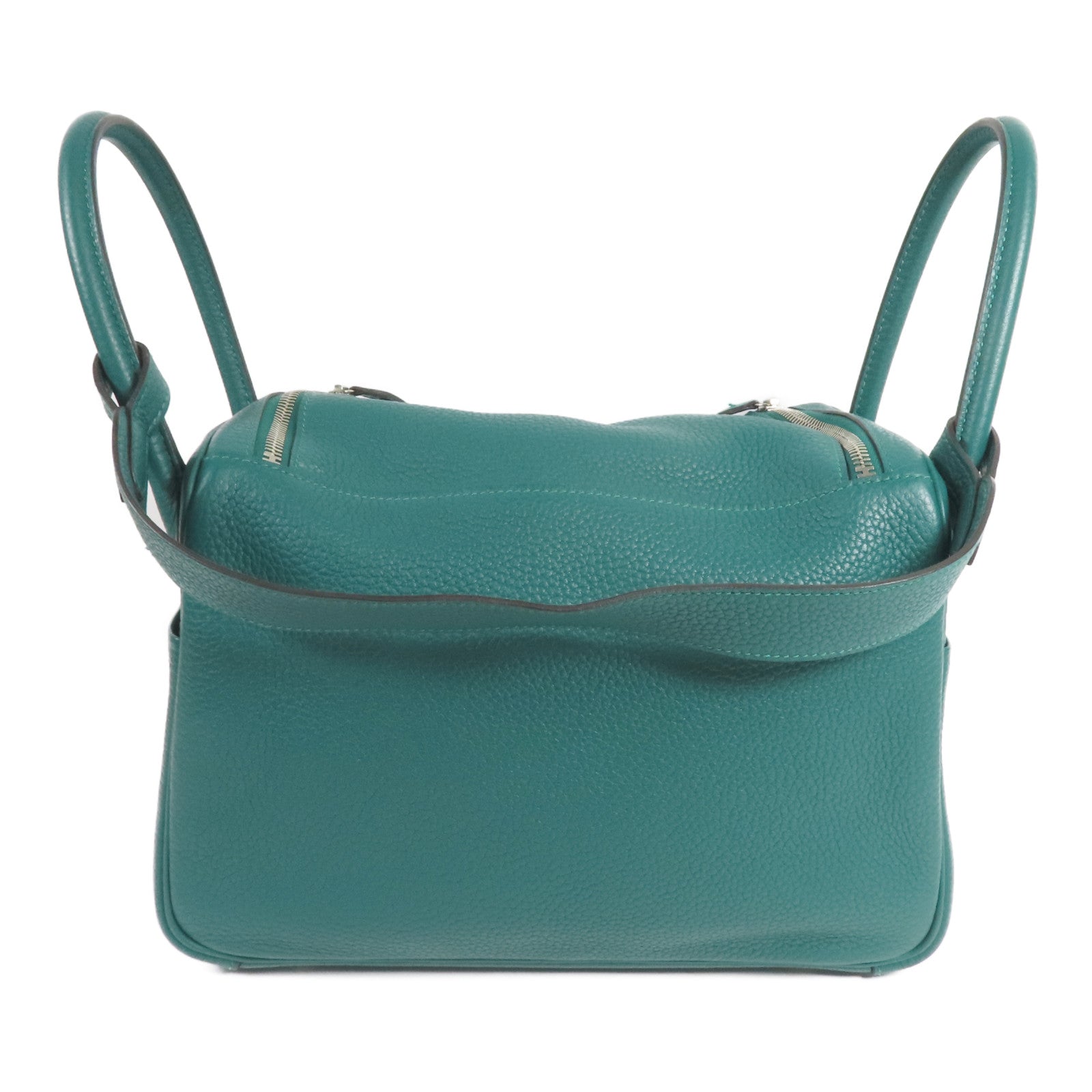 HERMES Clemence皮革Lindy 30銀扣手挽肩背兩用袋Malachite