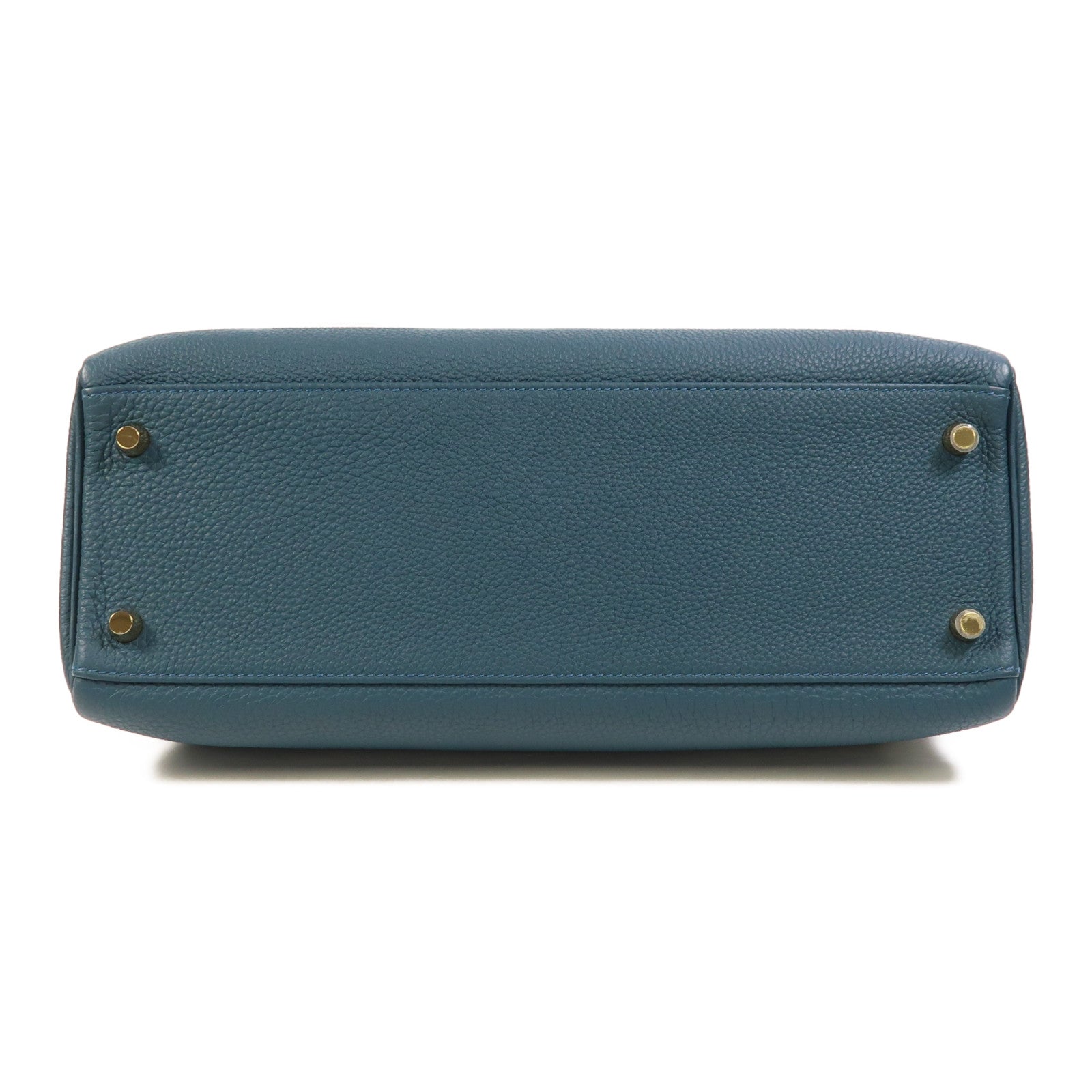 HERMES Epsom皮革Kelly 32金扣手挽肩背兩用袋Bleu Tempete