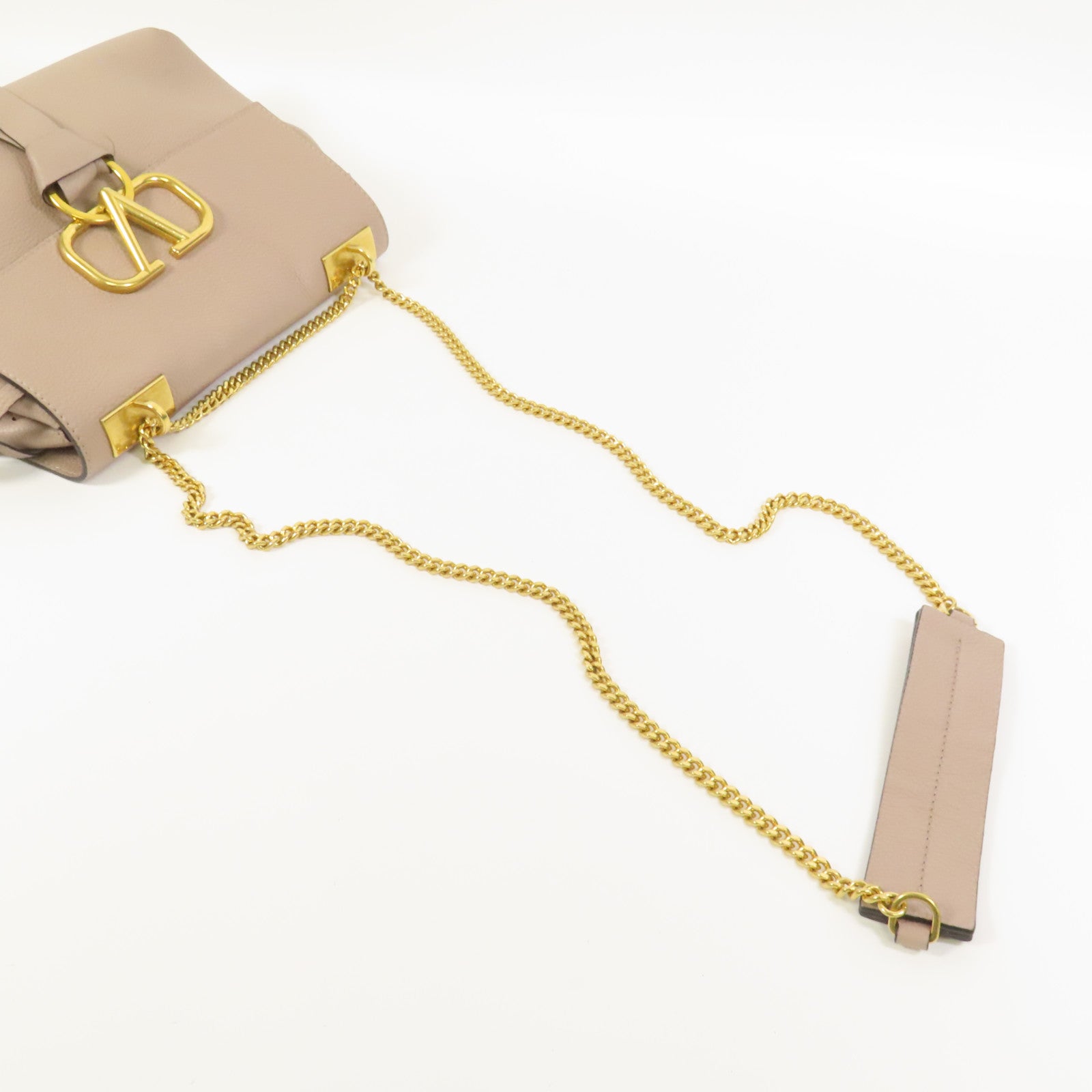 Valentino 牛皮皮革Vring金扣肩背袋