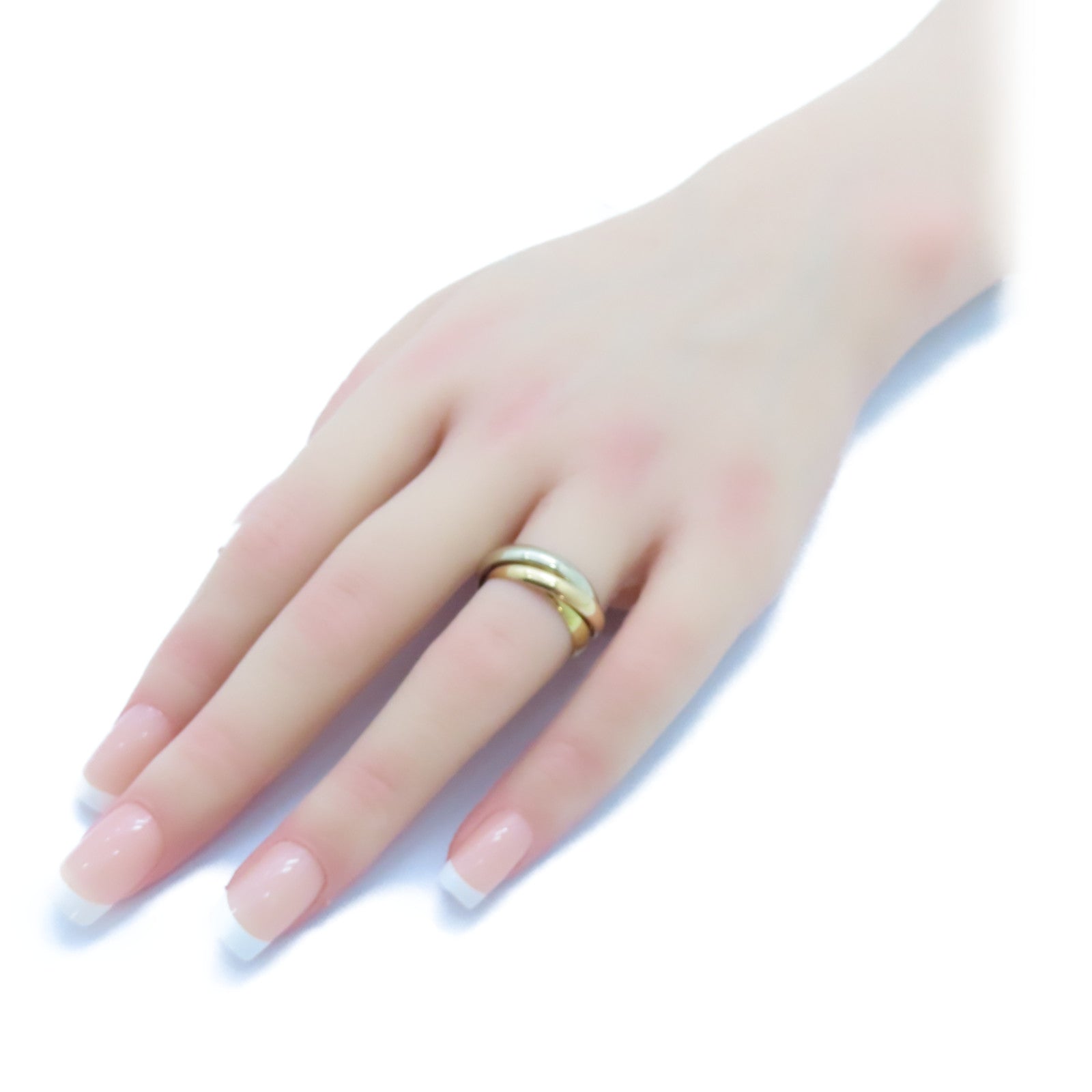 CARTIER 18K黃金/白金/玫瑰金Trinity戒指Cartier#52/US#6.25