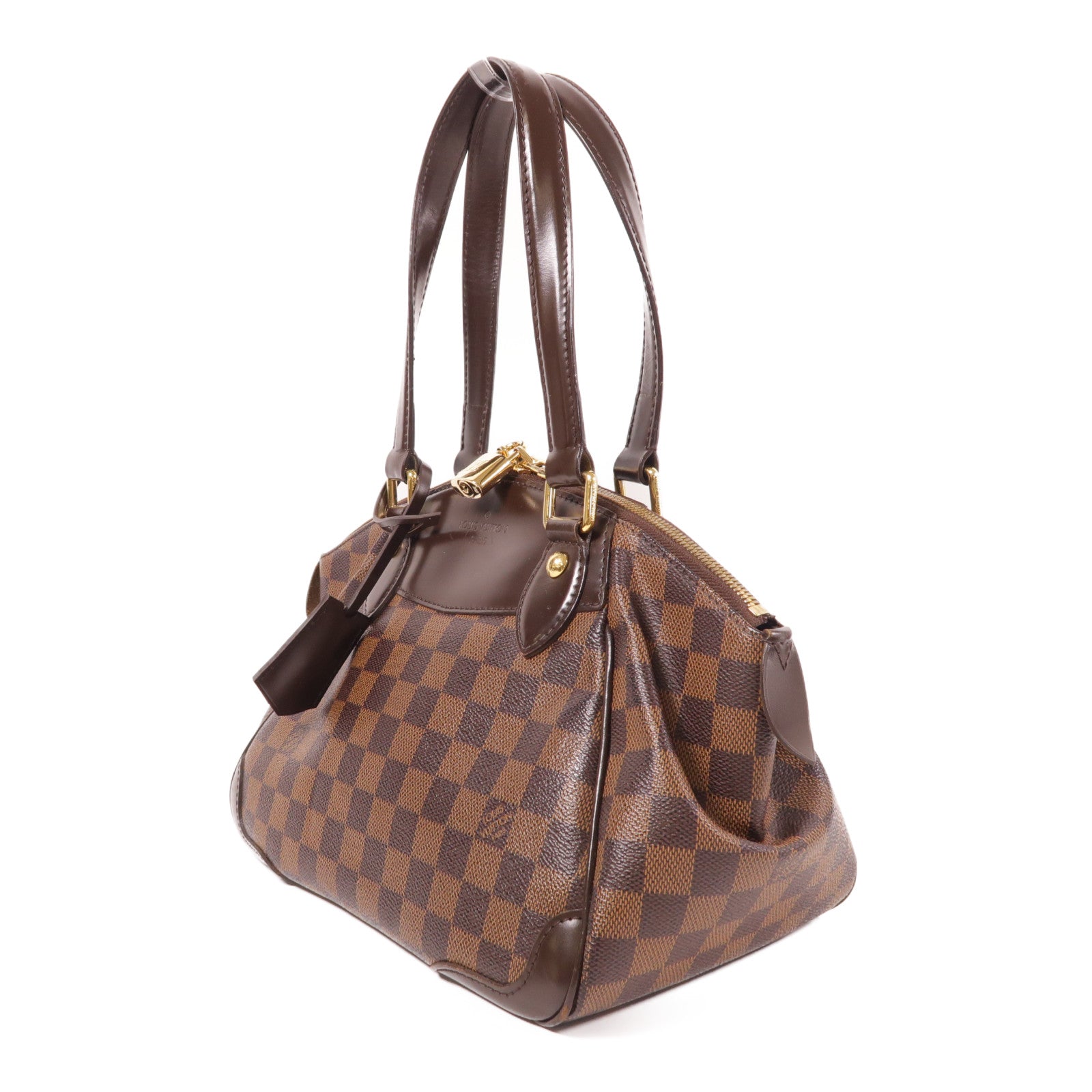 LOUIS VUITTON Damier Verona PM金扣肩背袋棕色