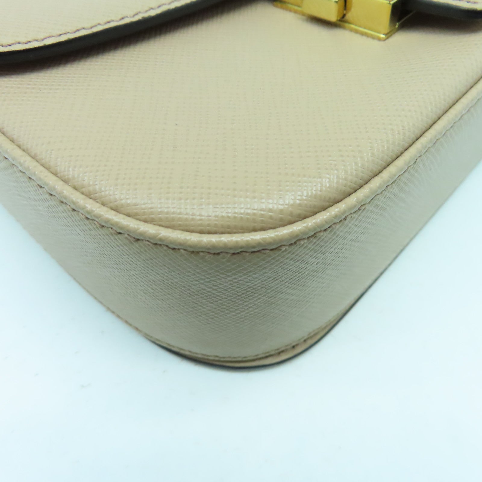 PRADA 【激減優惠】Saffiano皮革Shoulder Bag金扣肩背袋裸色
