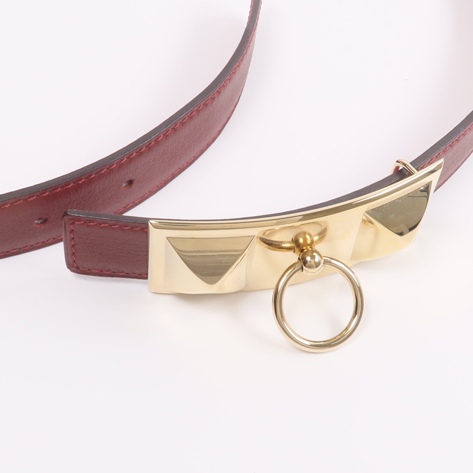 HERMES Epsom/Swift皮革Rivale Reversible腰帶Rouge Casaque