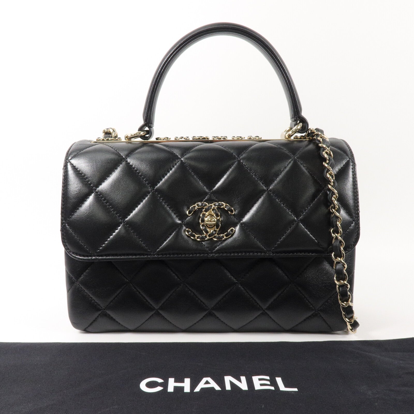CHANEL 羊皮皮革Trendy CC Top Handle鏈帶手挽肩背兩用袋
