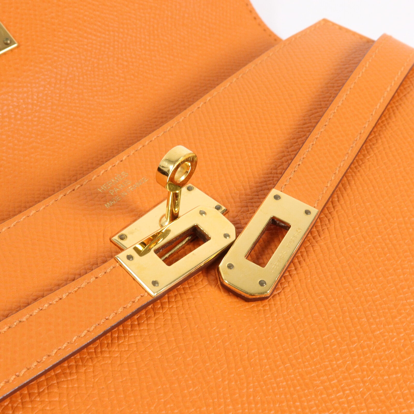 HERMES Epsom皮革Kelly Long Wallet長錢包Orange