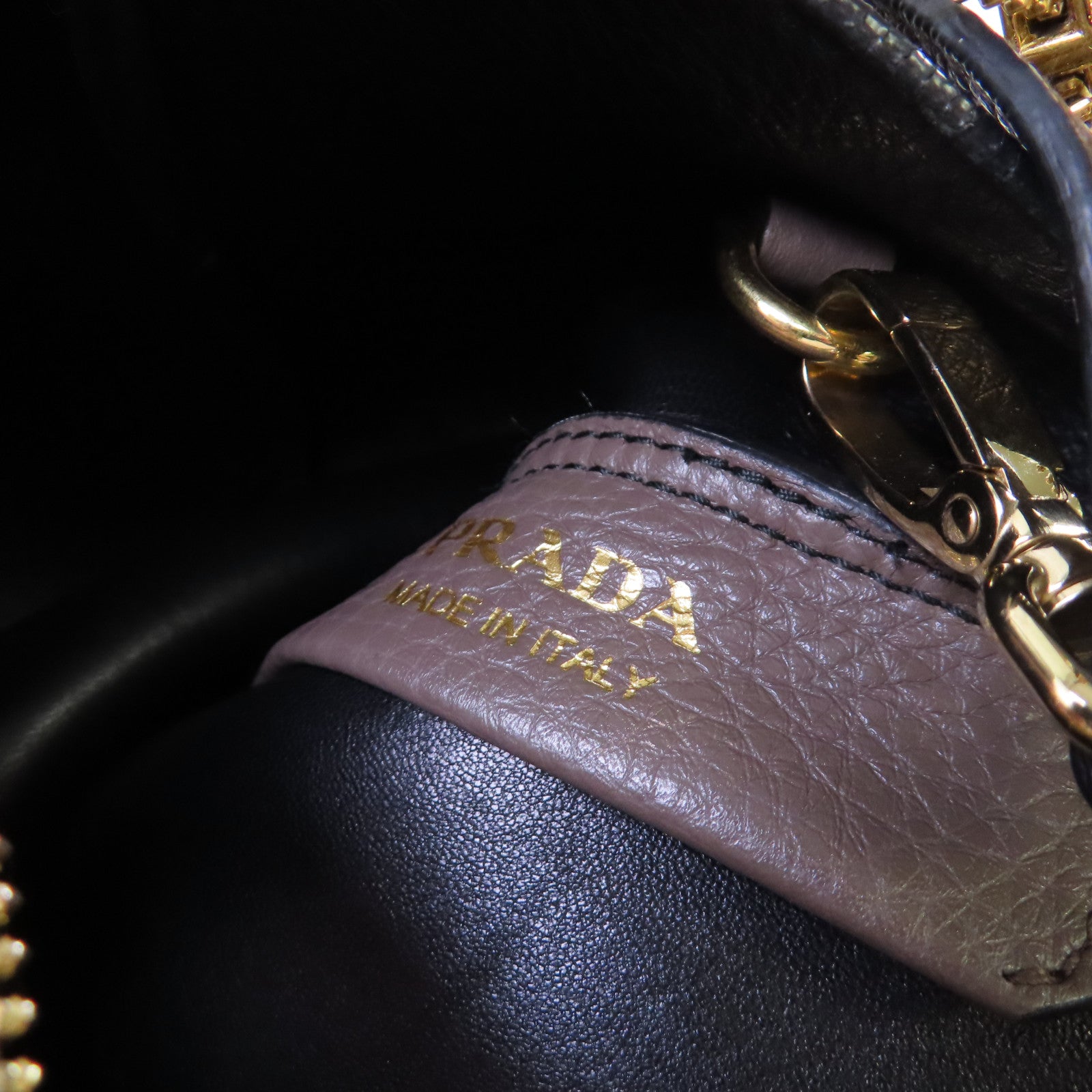 PRADA 牛皮皮革2Way Shoulder Bag金扣手挽肩背兩用袋灰啡色