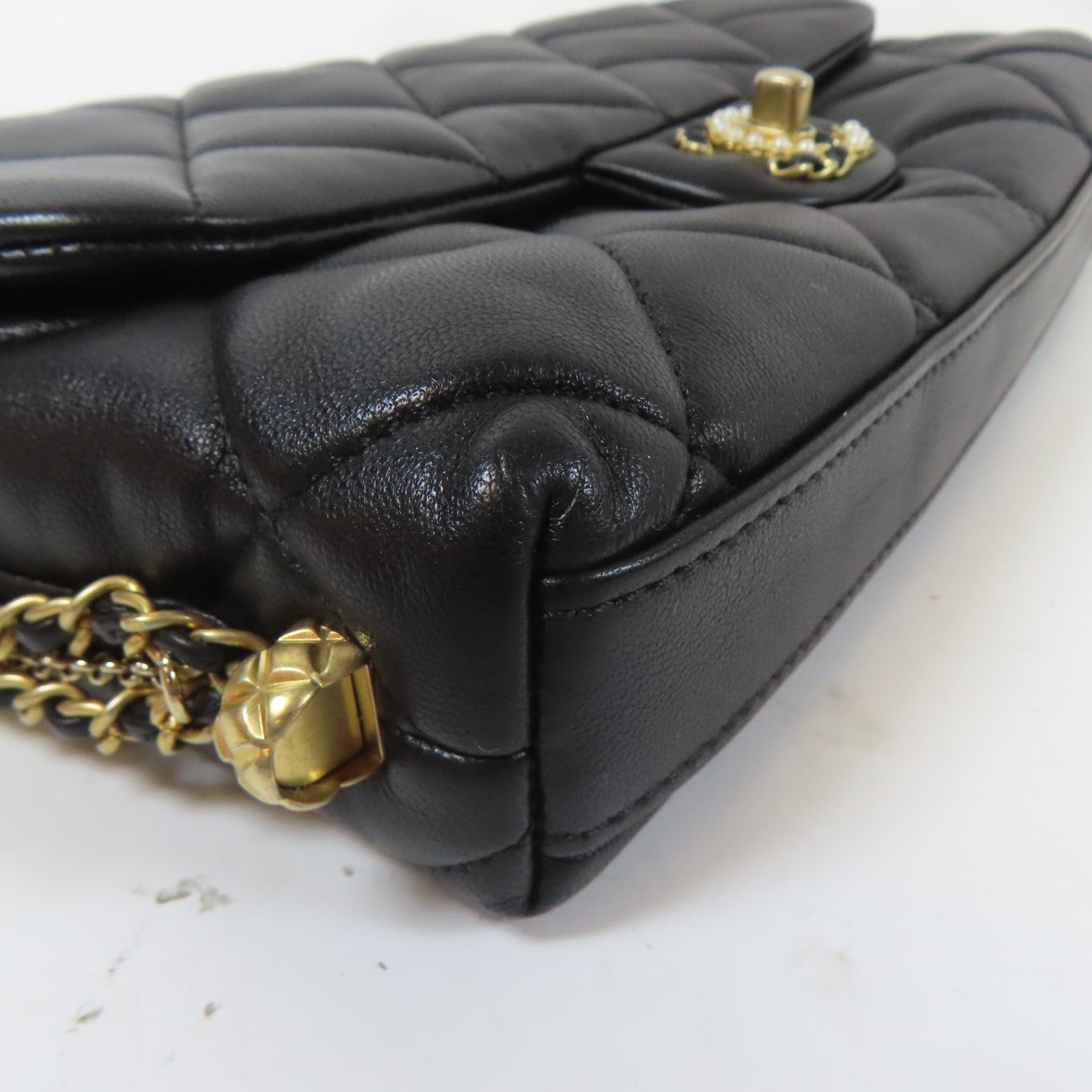 CHANEL 【激減優惠】菱格羊皮皮革19 Chain Shoulder Bag金扣鏈帶肩背袋黑色