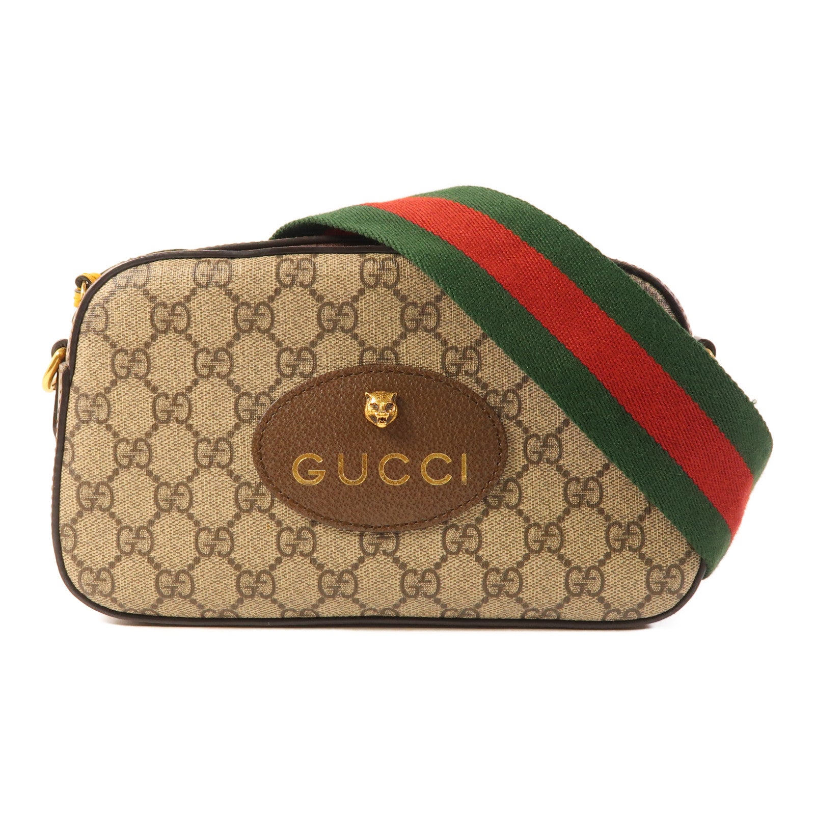 GUCCI GG GHW GG Supreme Messenger Shoulder Bag Coated Canvas Brown