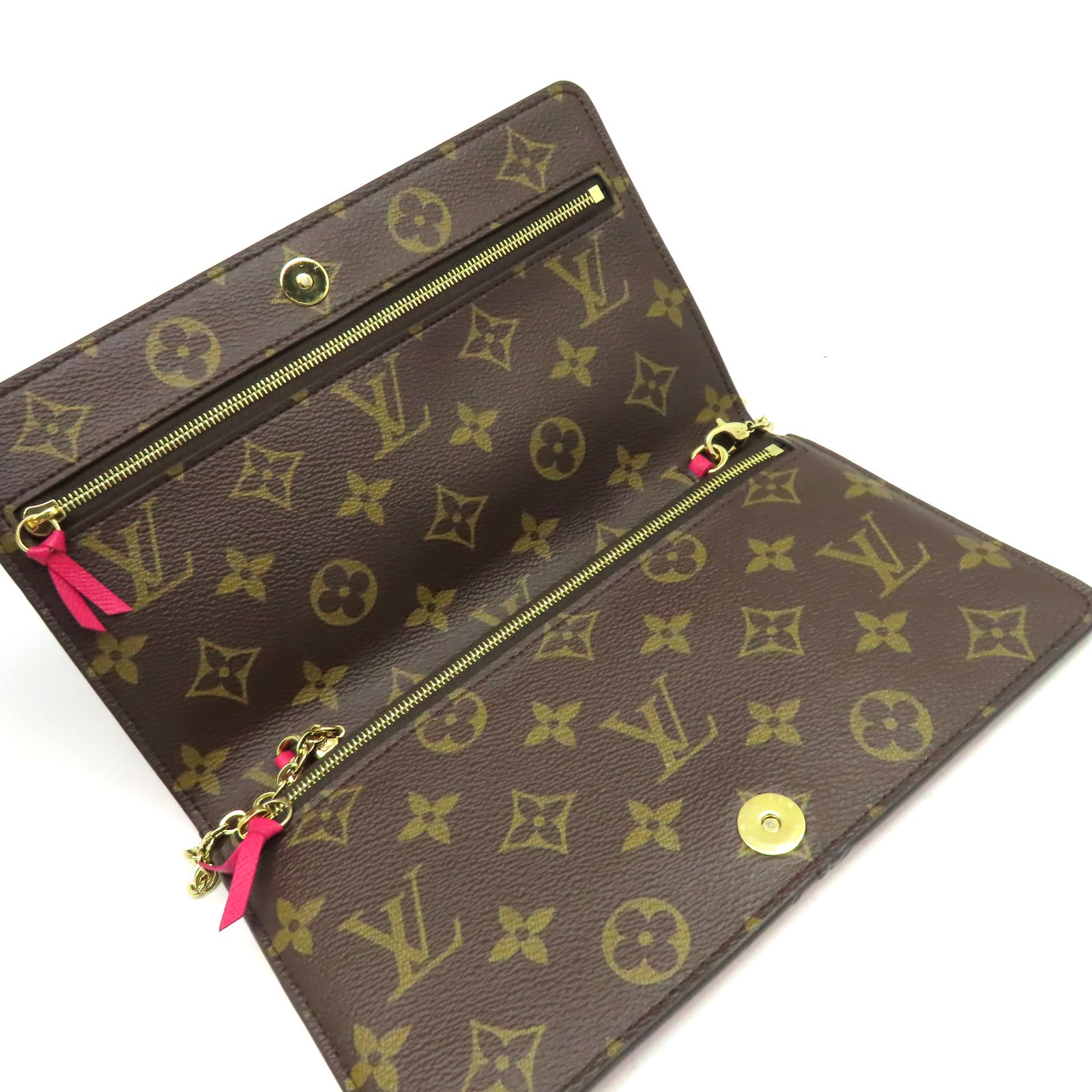 LOUIS VUITTON 【激減優惠】Monogram Pochette Weekend Wallet On Chain Shoulder Bag金扣鏈帶肩背袋啡色/粉紅色