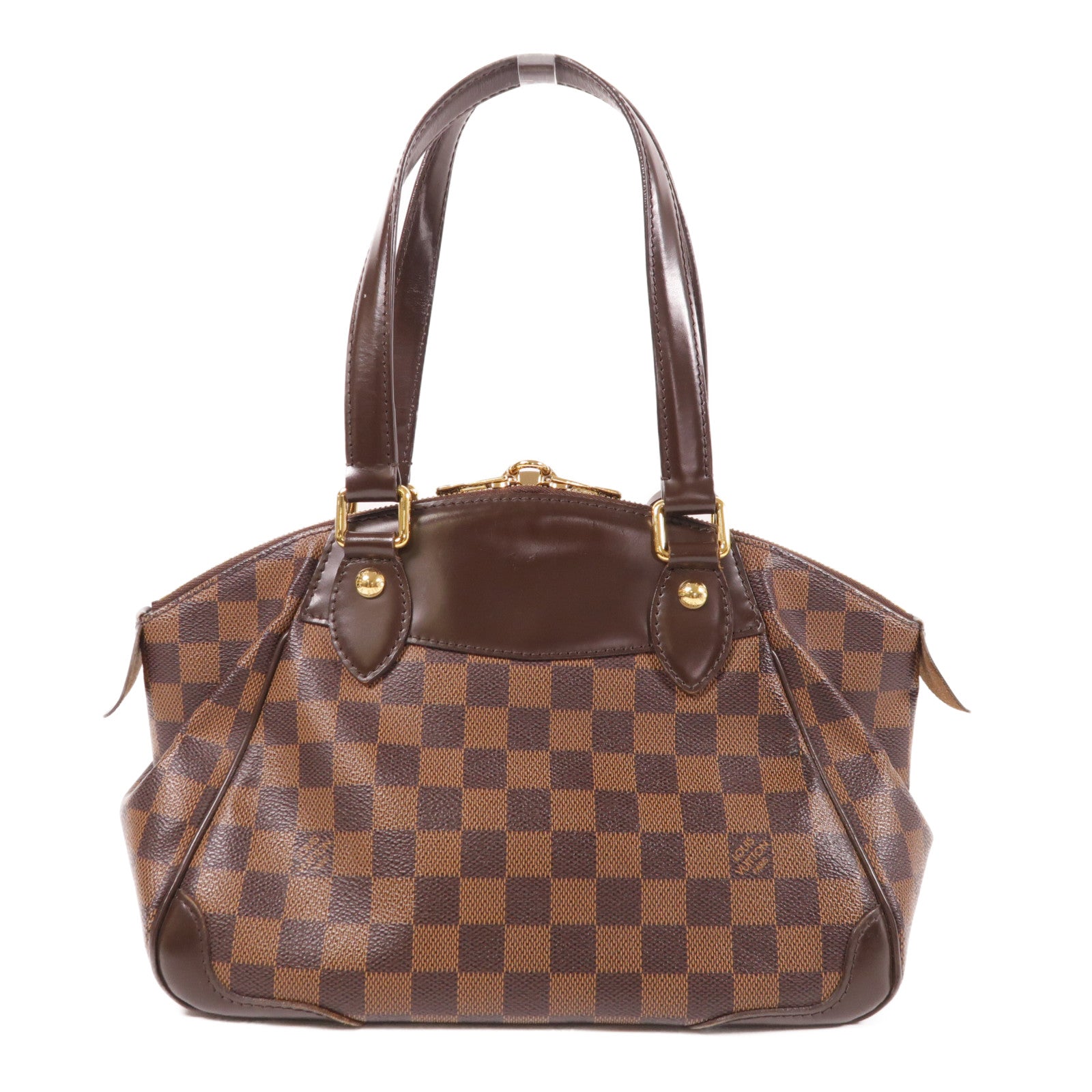 LOUIS VUITTON Damier Verona PM金扣肩背袋棕色