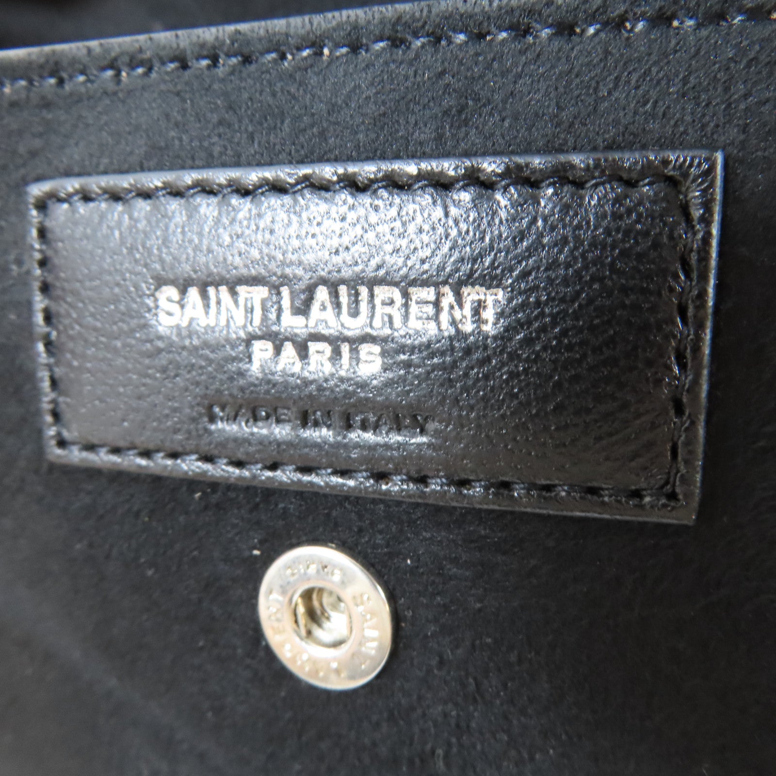 SAINT LAURENT 羊皮皮革Shoulder Bag銀扣肩背袋米色
