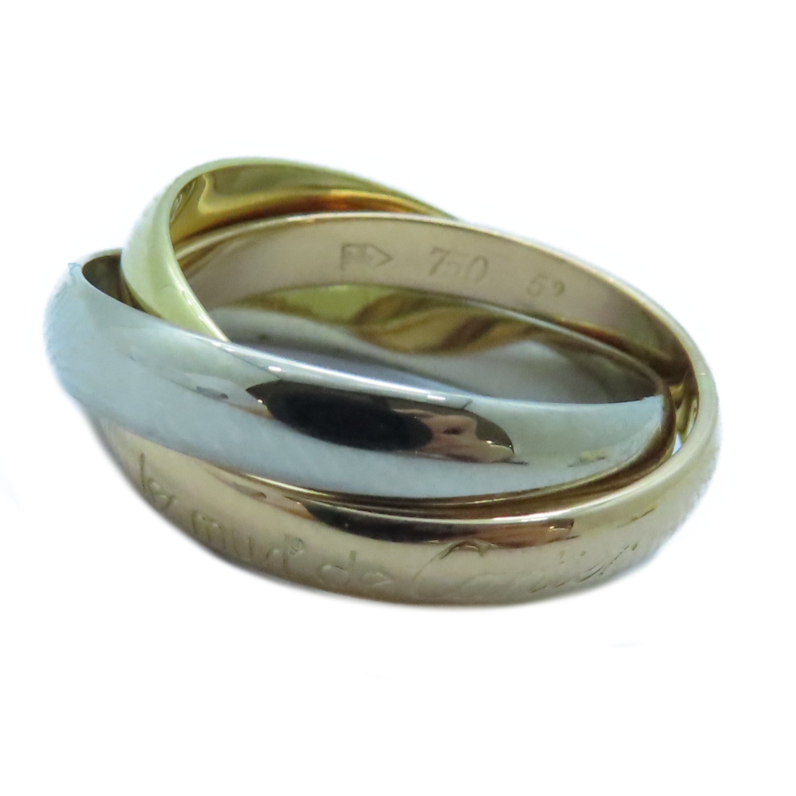 CARTIER 18K黃金/白金/玫瑰金Trinity戒指Cartier#52/US#6.25