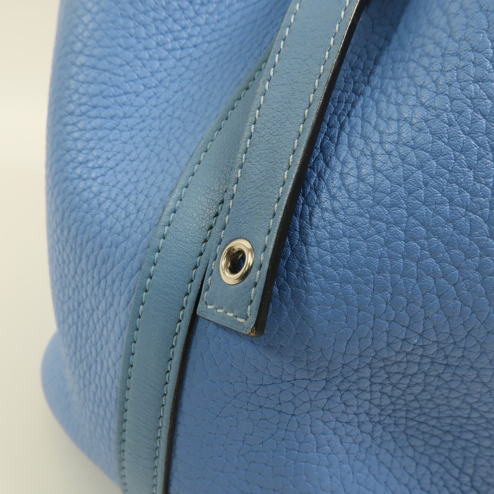 HERMES Clemence皮革Picotin MM銀扣手挽袋Bleu Paradis/Bleu Jean