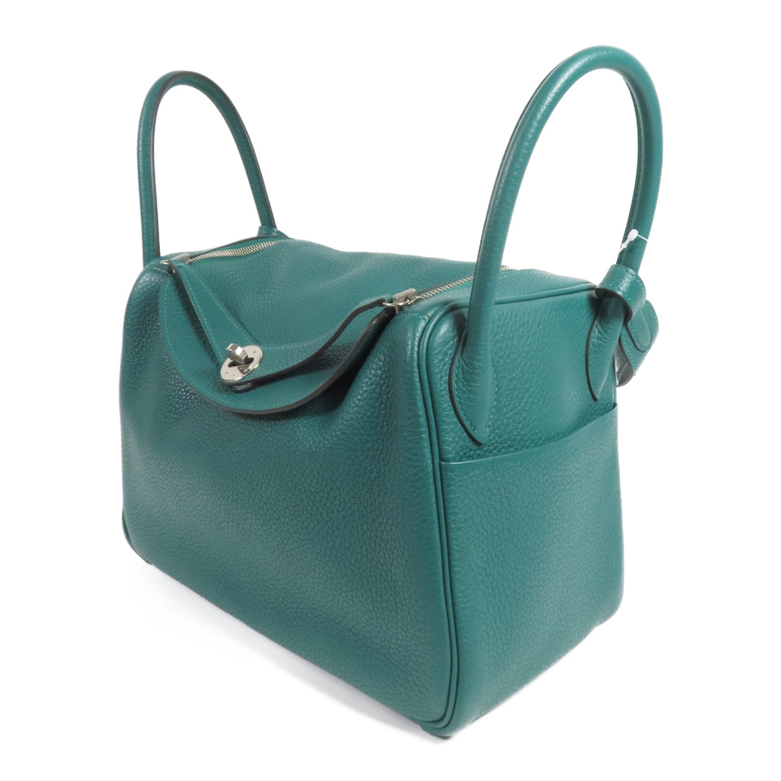 HERMES Clemence皮革Lindy 30銀扣手挽肩背兩用袋Malachite