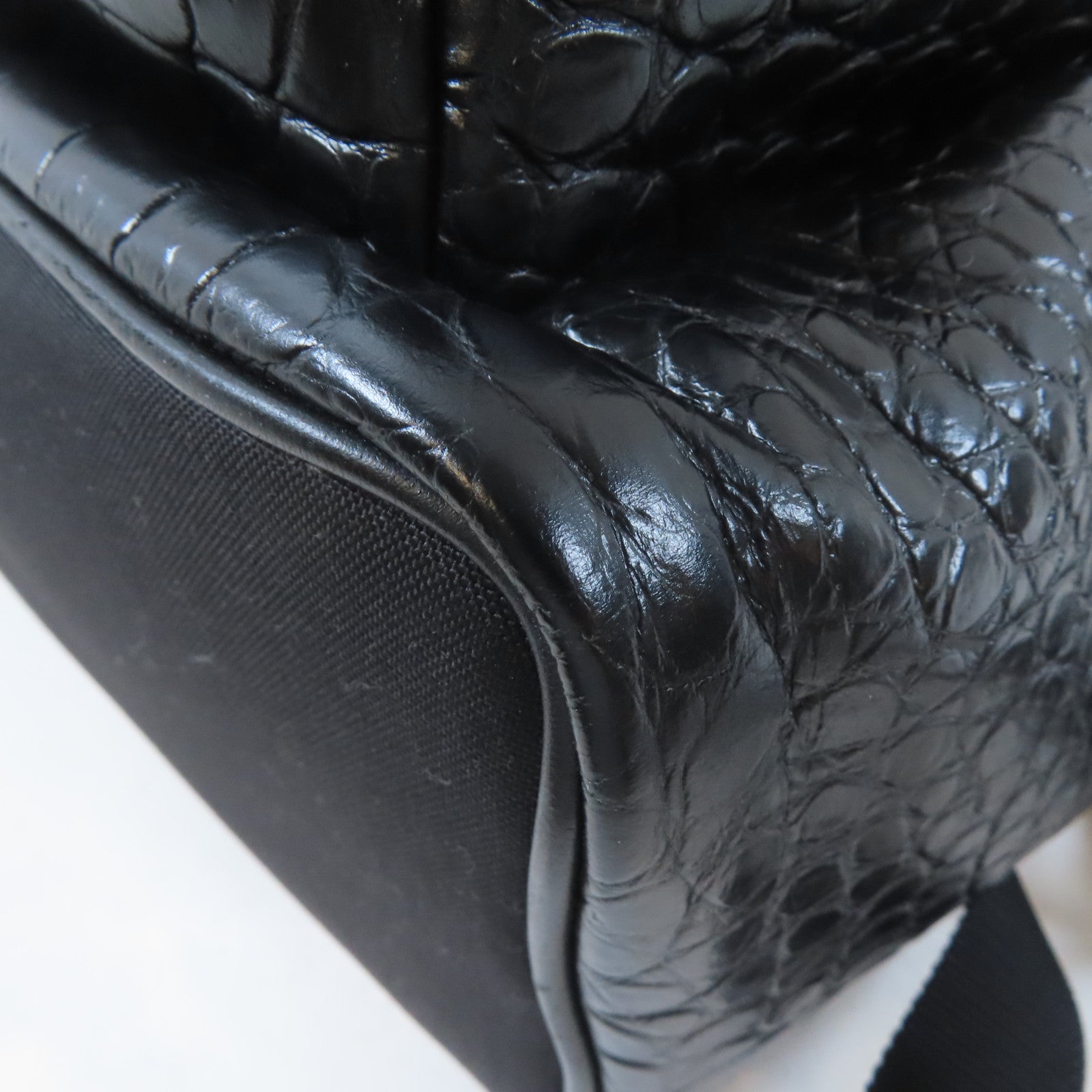 SAINT LAURENT 皮革Backpack銀扣背包黑色