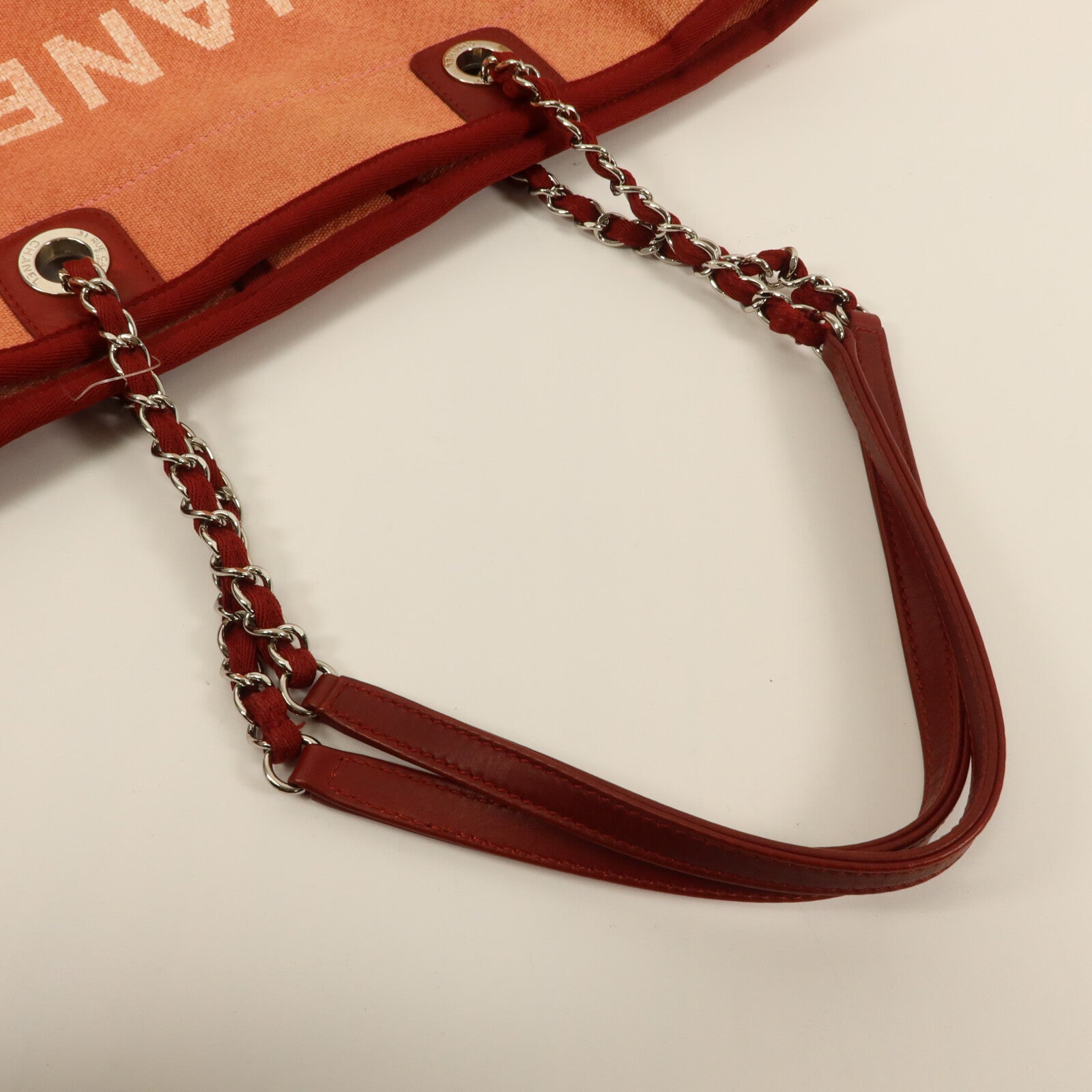 CHANEL 帆布Deauville Tote Bag MM手挽袋