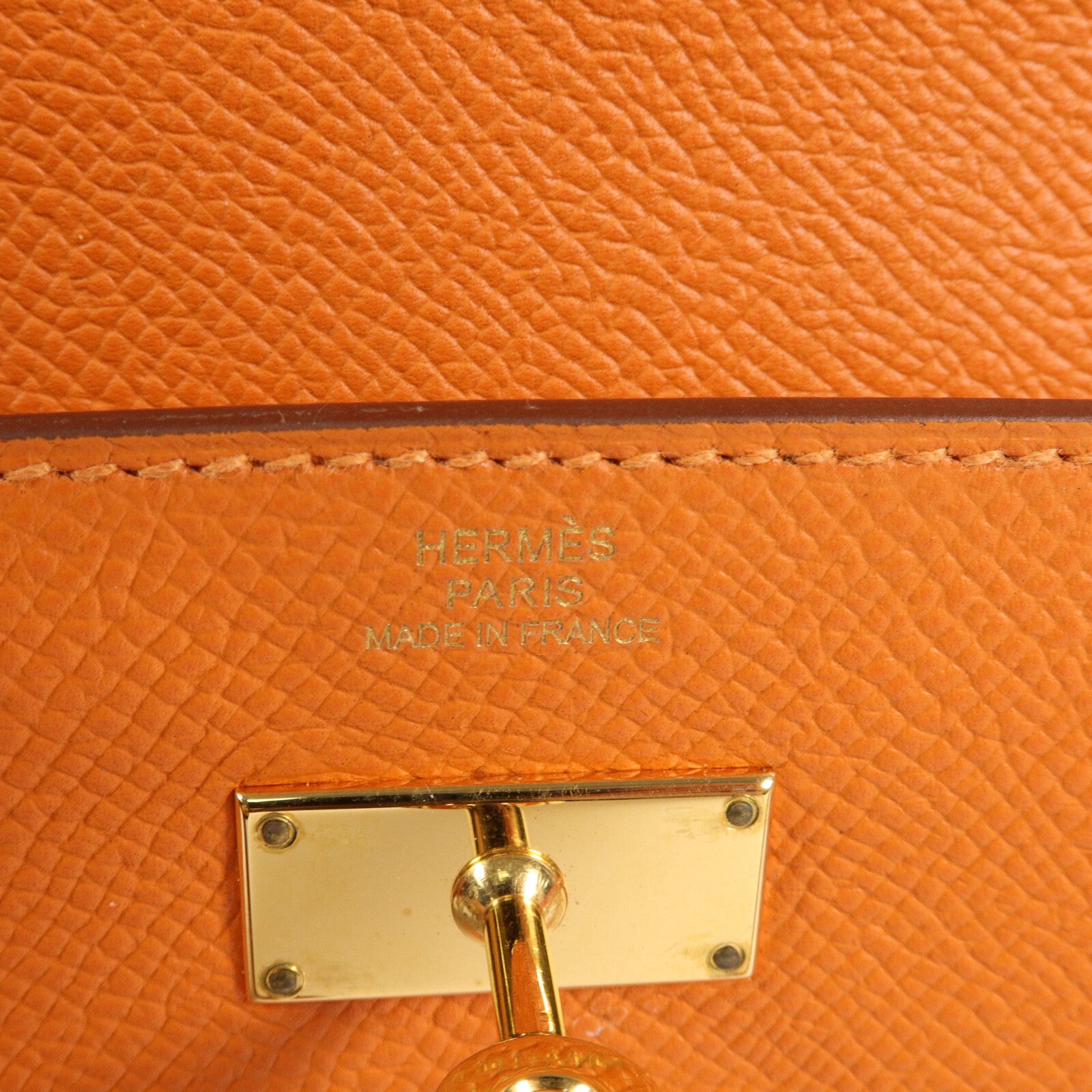 HERMES Epsom皮革Kelly Long Wallet長錢包Orange