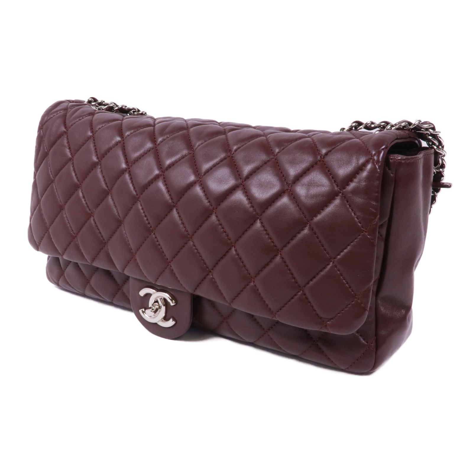 CHANEL 羊皮皮革Chain Shoulder Bag銀扣鏈帶肩背袋