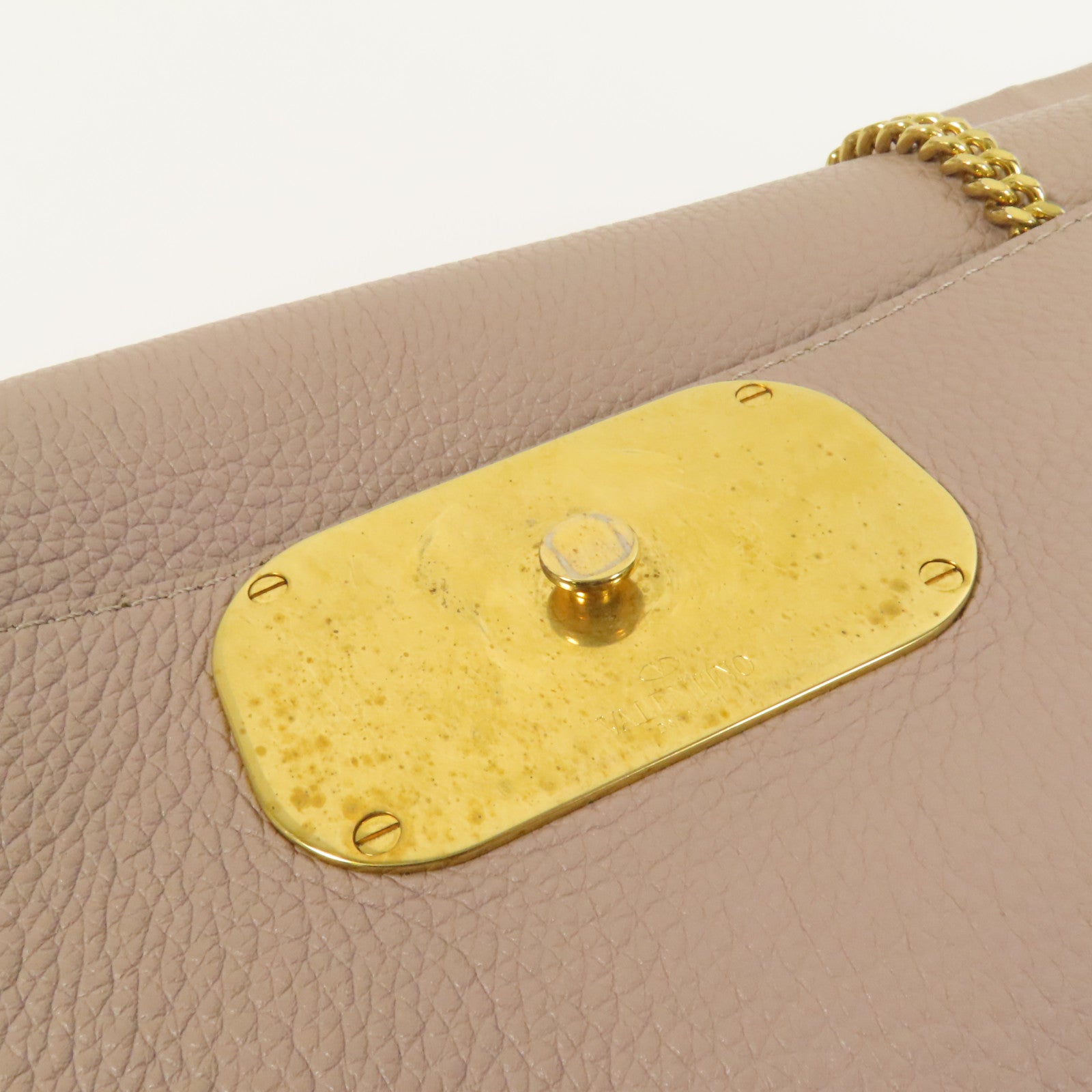 Valentino 牛皮皮革Vring金扣肩背袋