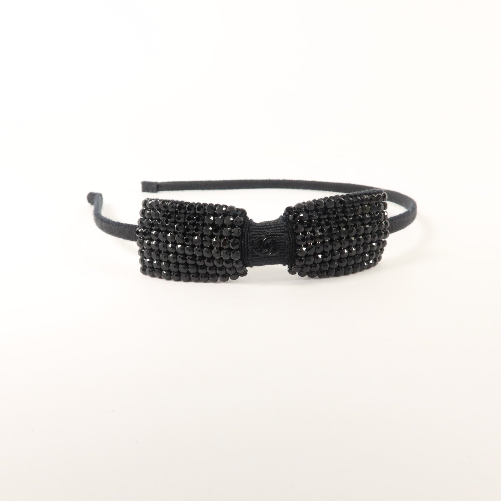 CHANEL Grosgrain/Strass CC Strass Bow Headband頭箍