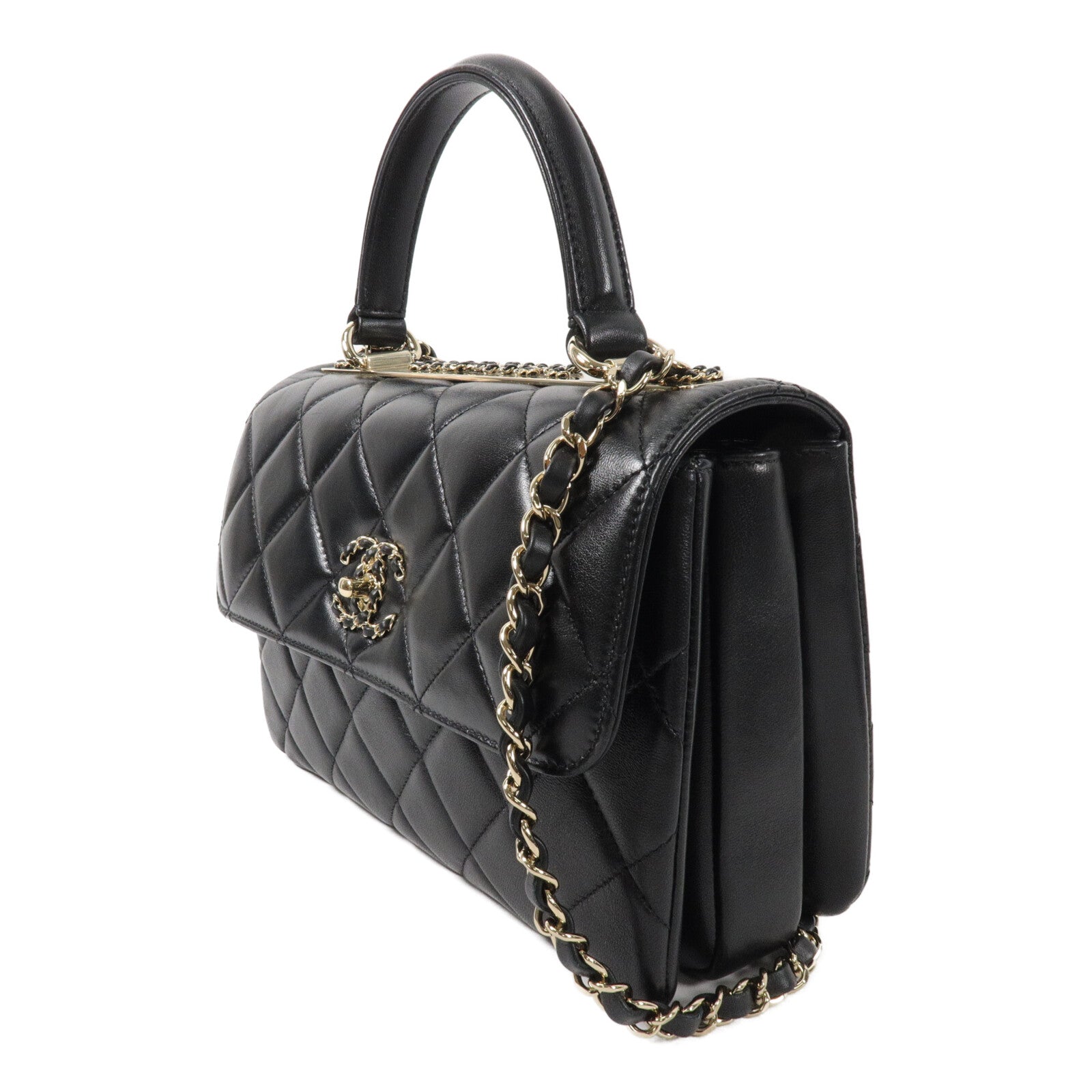 CHANEL 羊皮皮革Trendy CC Top Handle鏈帶手挽肩背兩用袋