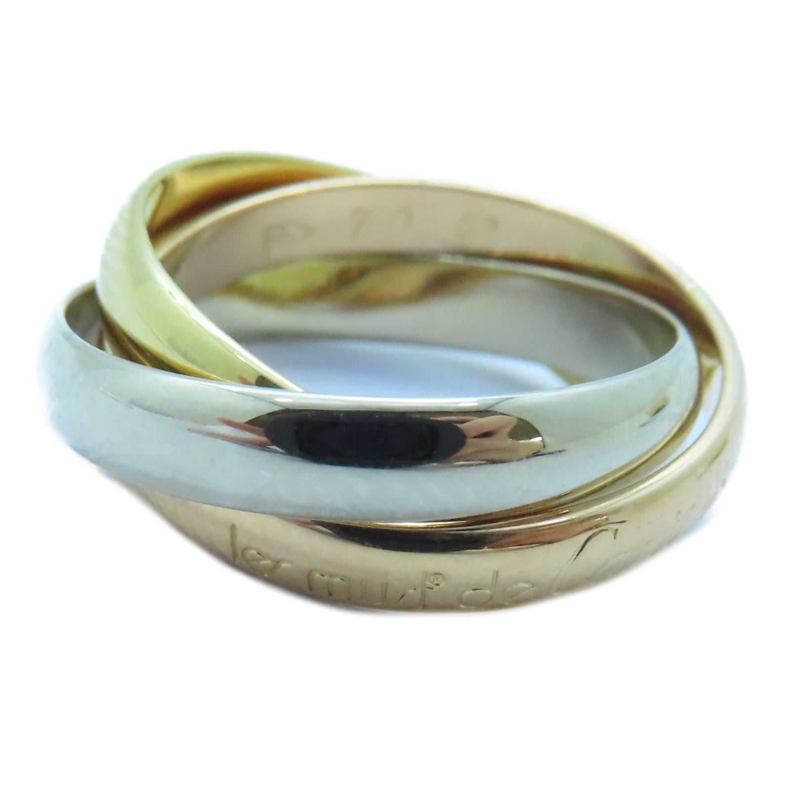 CARTIER 18K黃金/白金/玫瑰金Trinity戒指Cartier#52/US#6.25