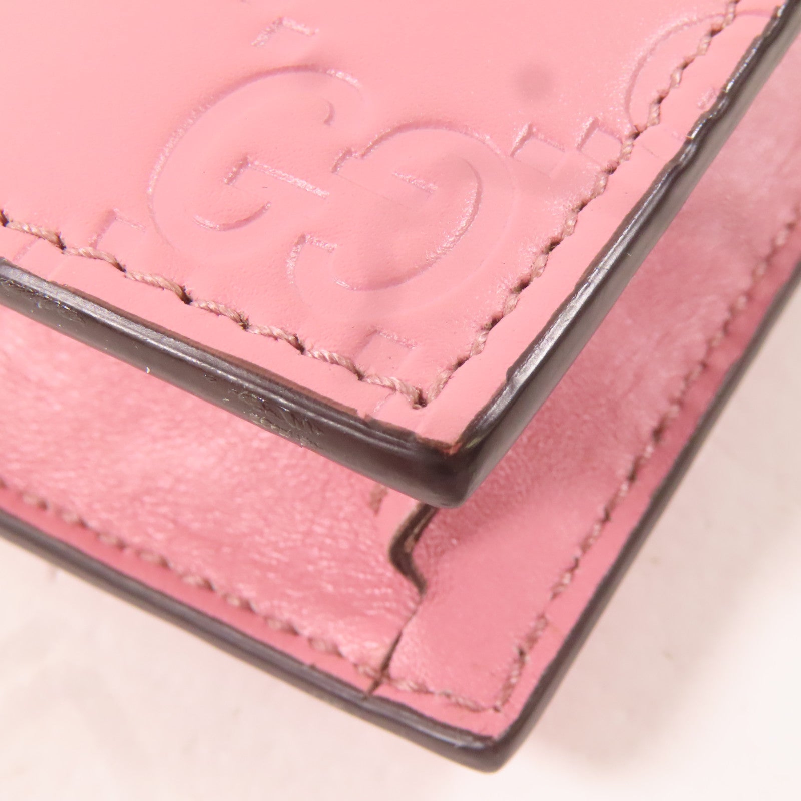 GUCCI 牛皮皮Wallet On Chain金扣鏈帶肩背袋粉紅色