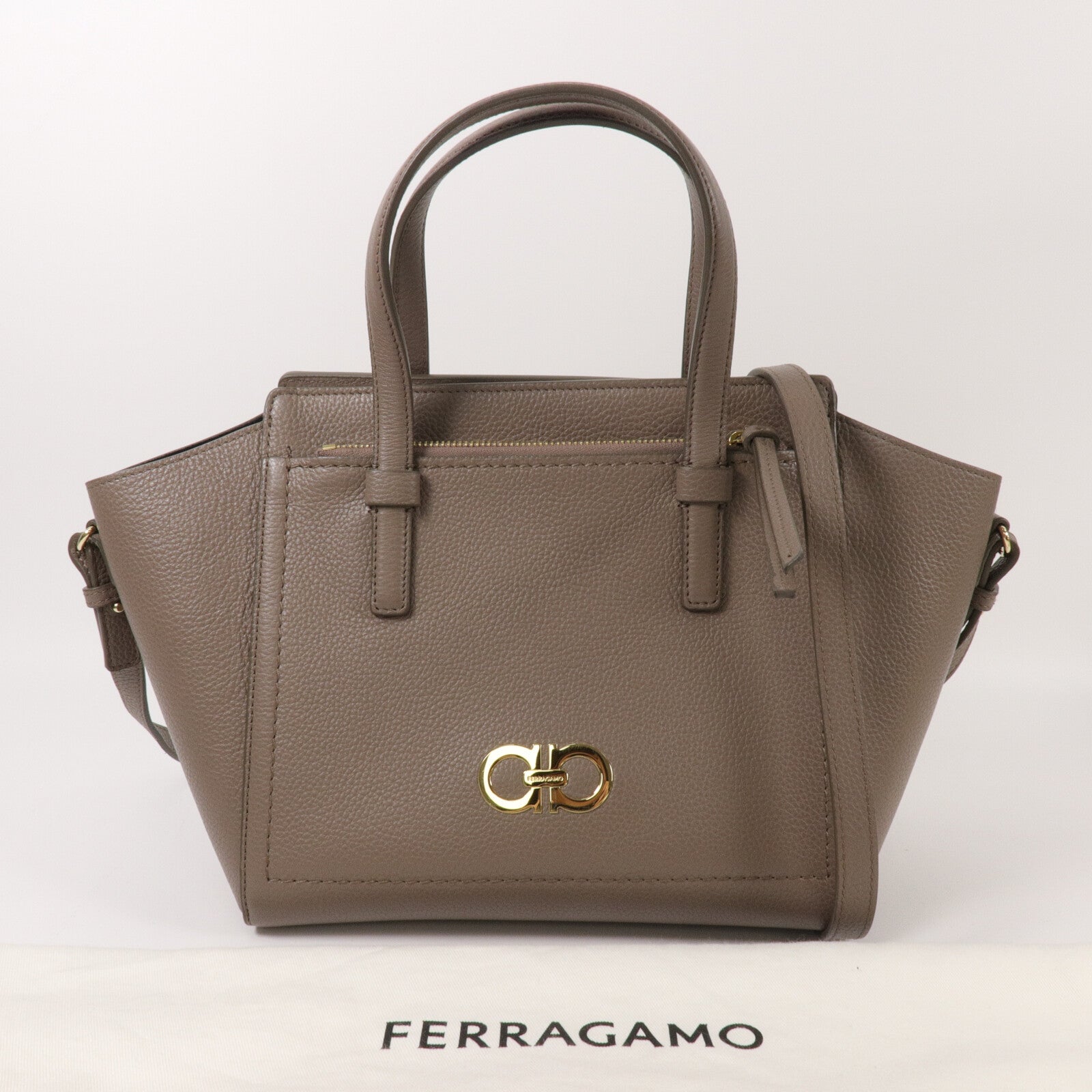 Salvatore Ferragamo 牛皮皮革Double Gancini手挽肩背兩用袋