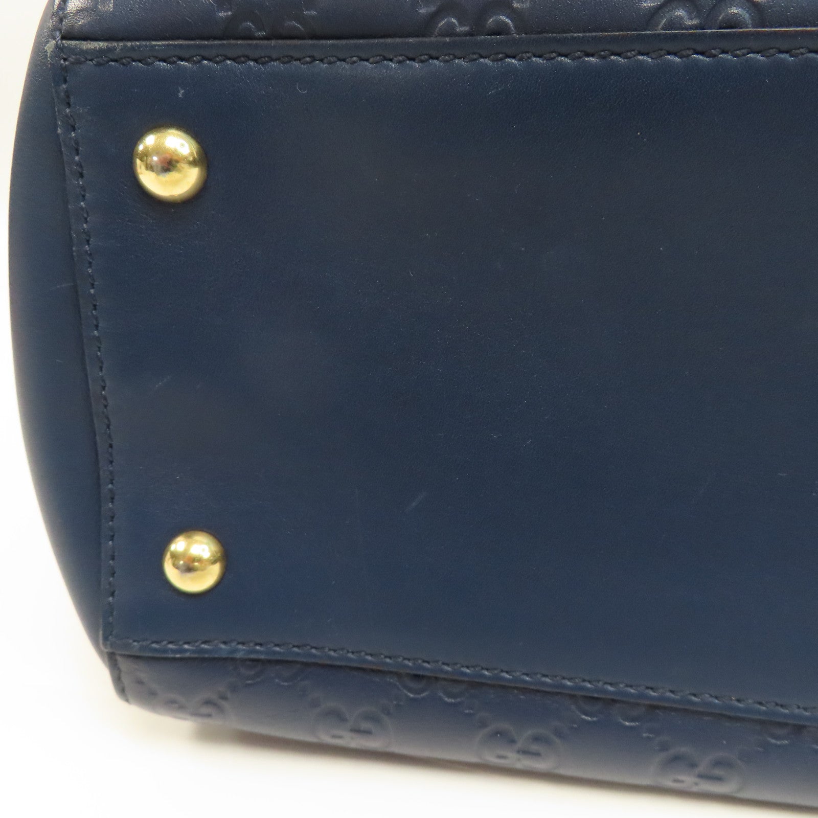 GUCCI 【激減優惠】牛皮皮革Tote Bag金扣手挽袋藍色