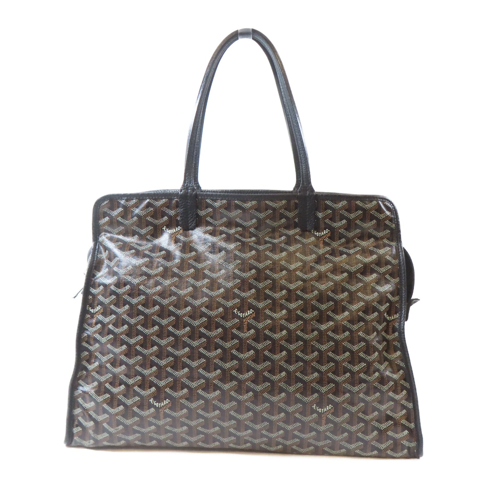 GOYARD 塗層帆布Sac Hardy Pet Carrier PM銀扣手挽袋啡色/黑色