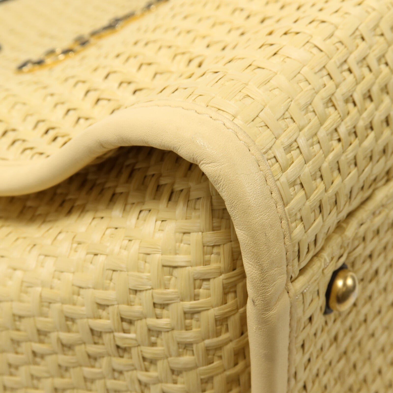 CHANEL Raffia/牛皮皮革Deauville Tote鏈帶手挽袋
