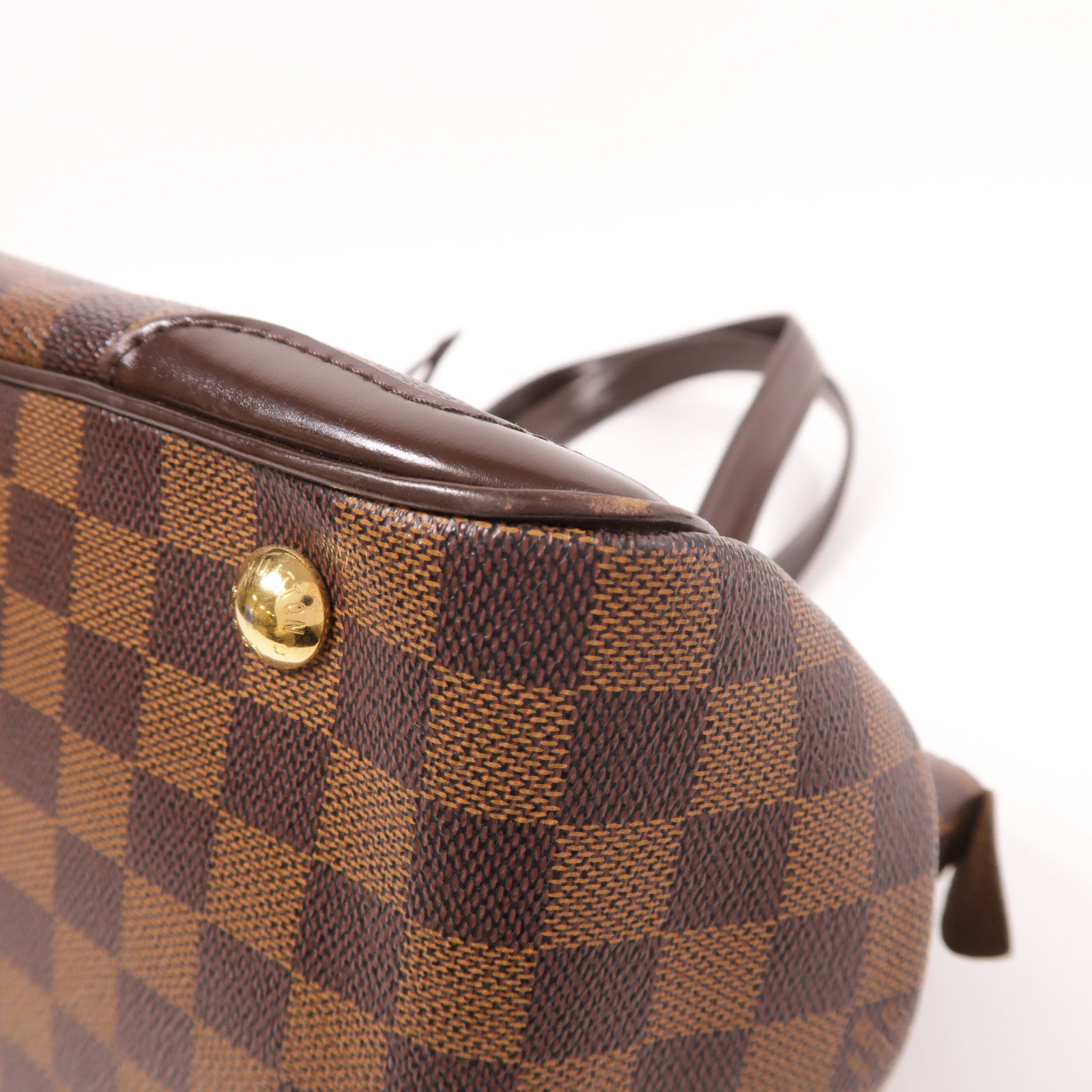 LOUIS VUITTON Damier Verona PM金扣肩背袋棕色