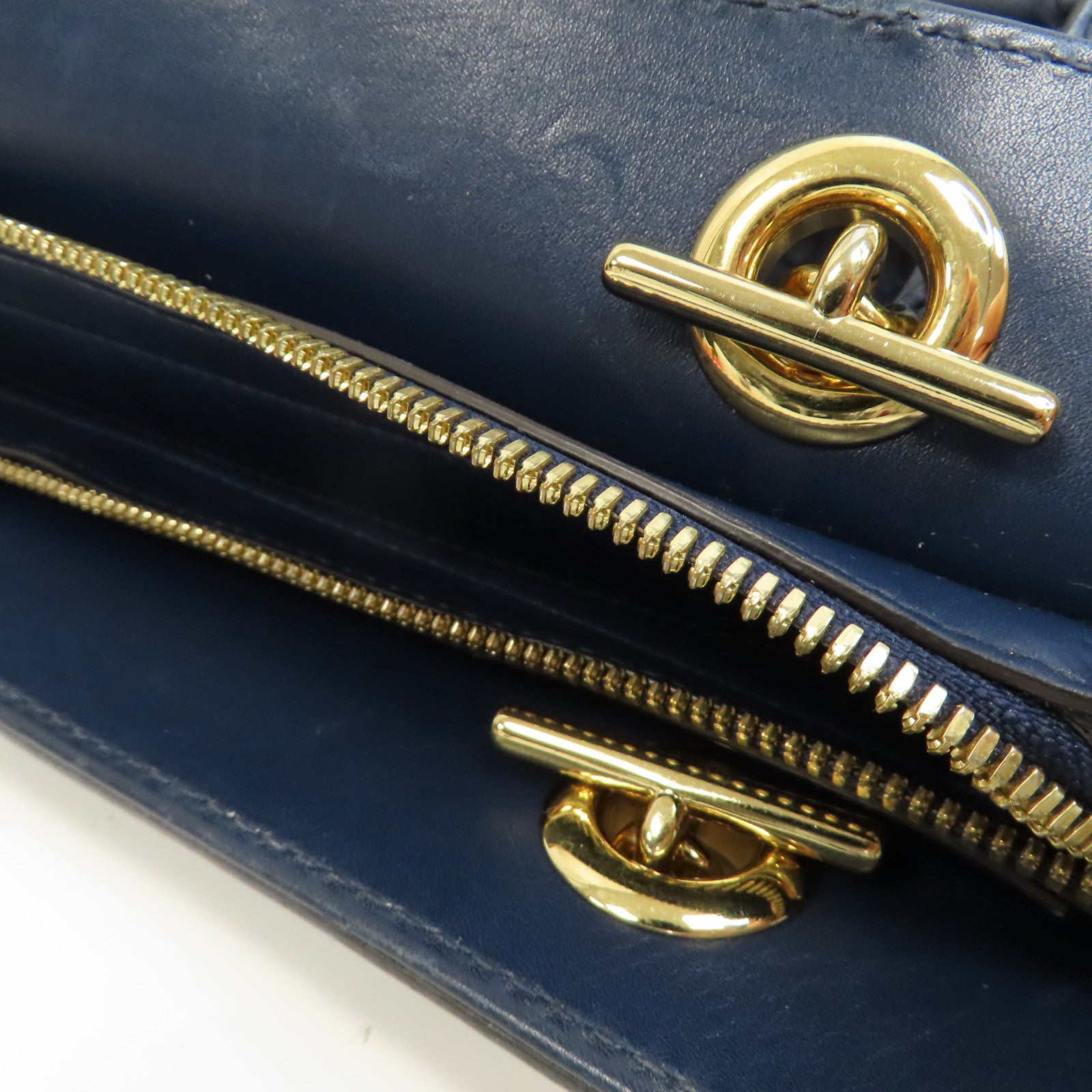 GUCCI 【激減優惠】牛皮皮革Tote Bag金扣手挽袋藍色