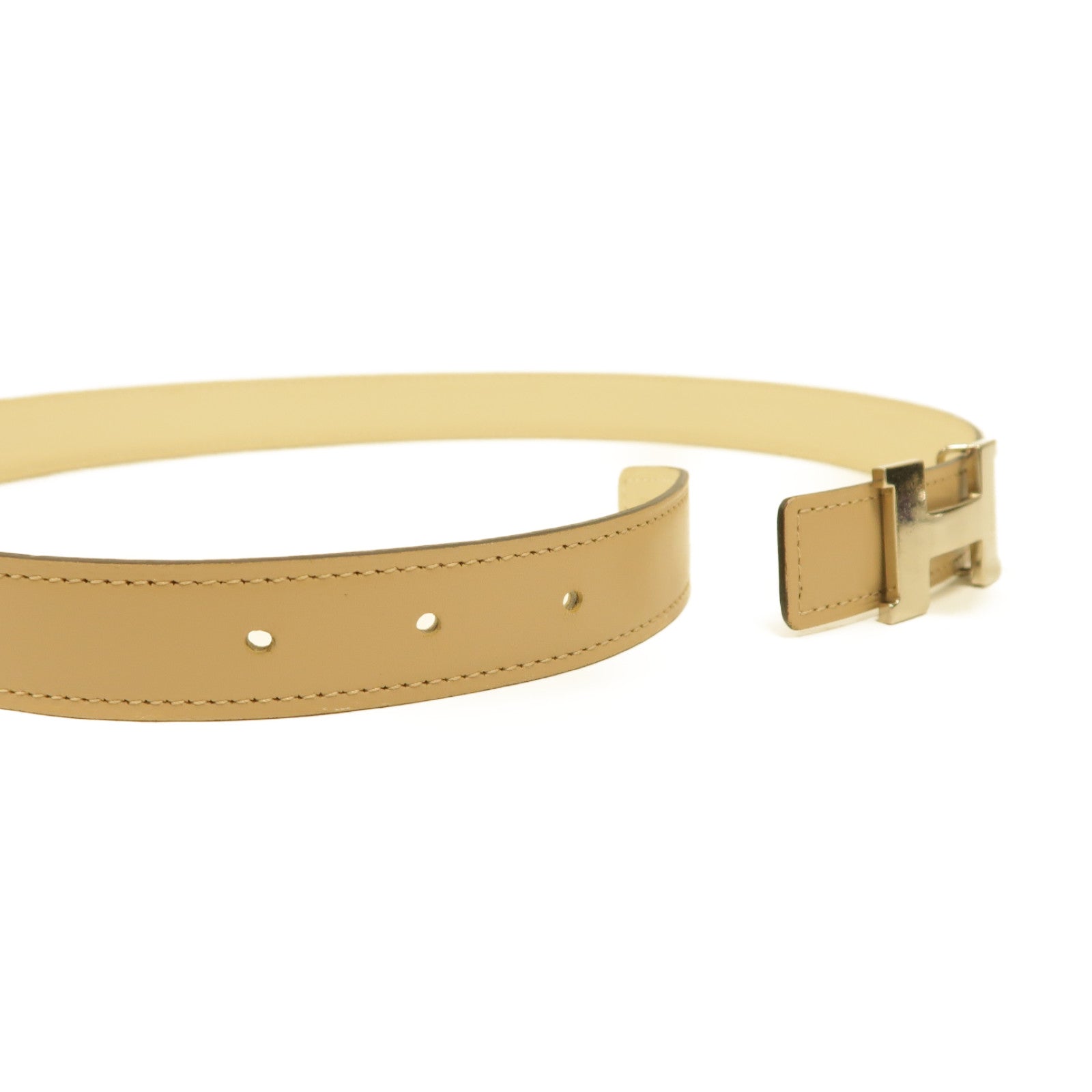 HERMES Swift皮革Belt 75cm銀扣皮帶米色