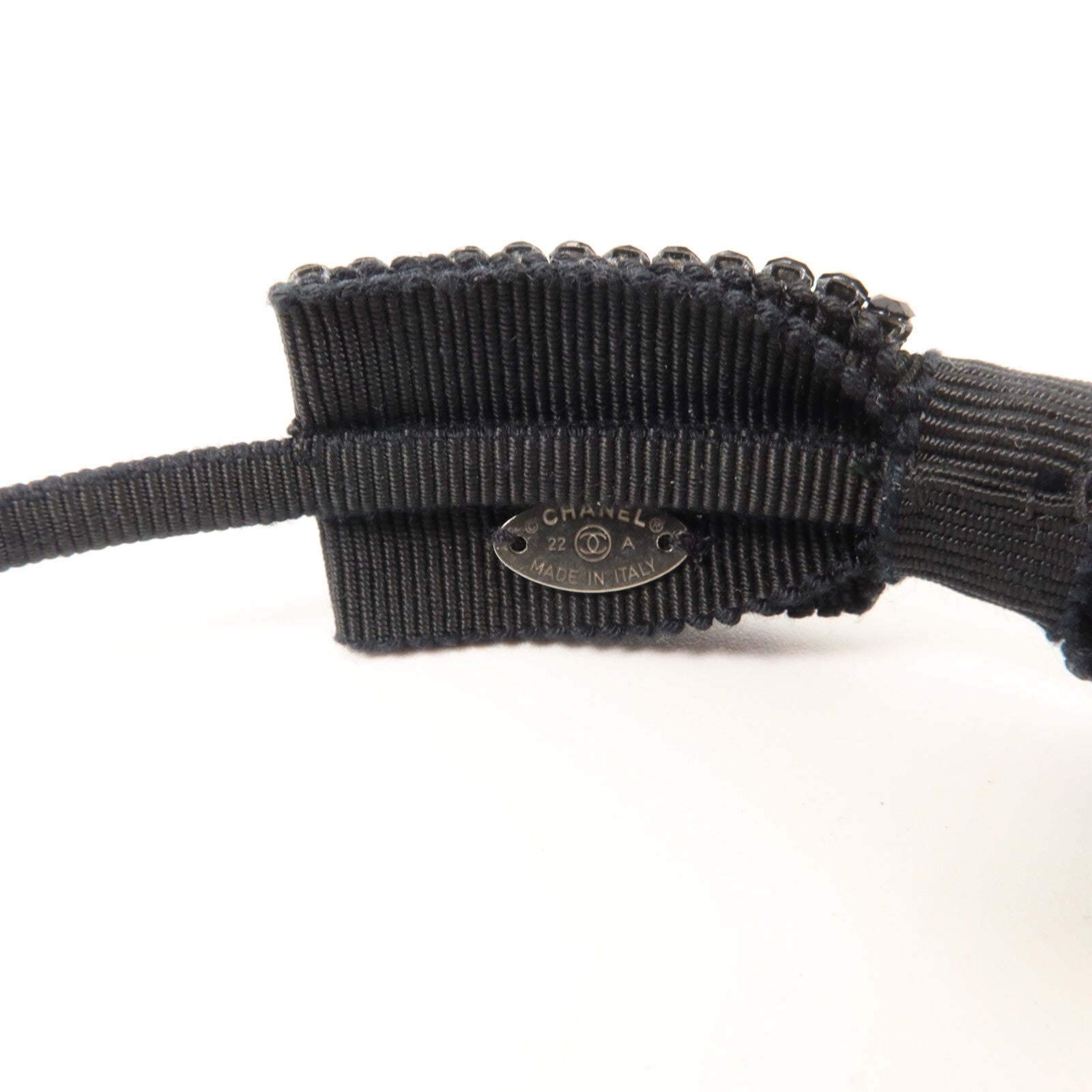 CHANEL Grosgrain/Strass CC Strass Bow Headband頭箍