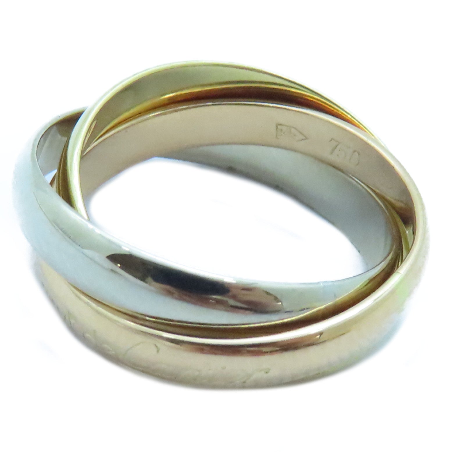 CARTIER 18K黃金/白金/玫瑰金Trinity戒指Cartier#52/US#6.25