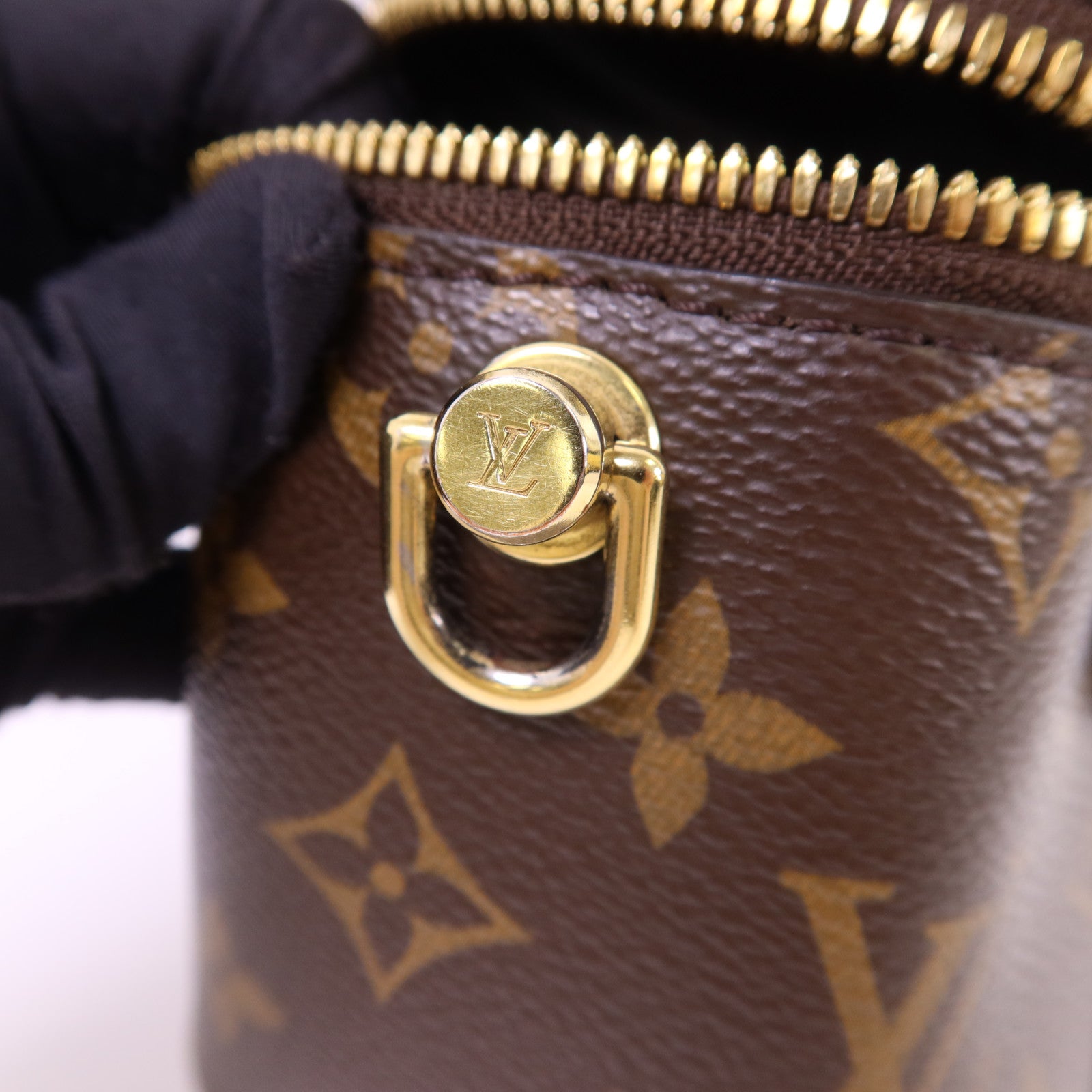 LOUIS VUITTON Monogram Reverse Vanity PM金扣手挽肩背兩用袋棕色