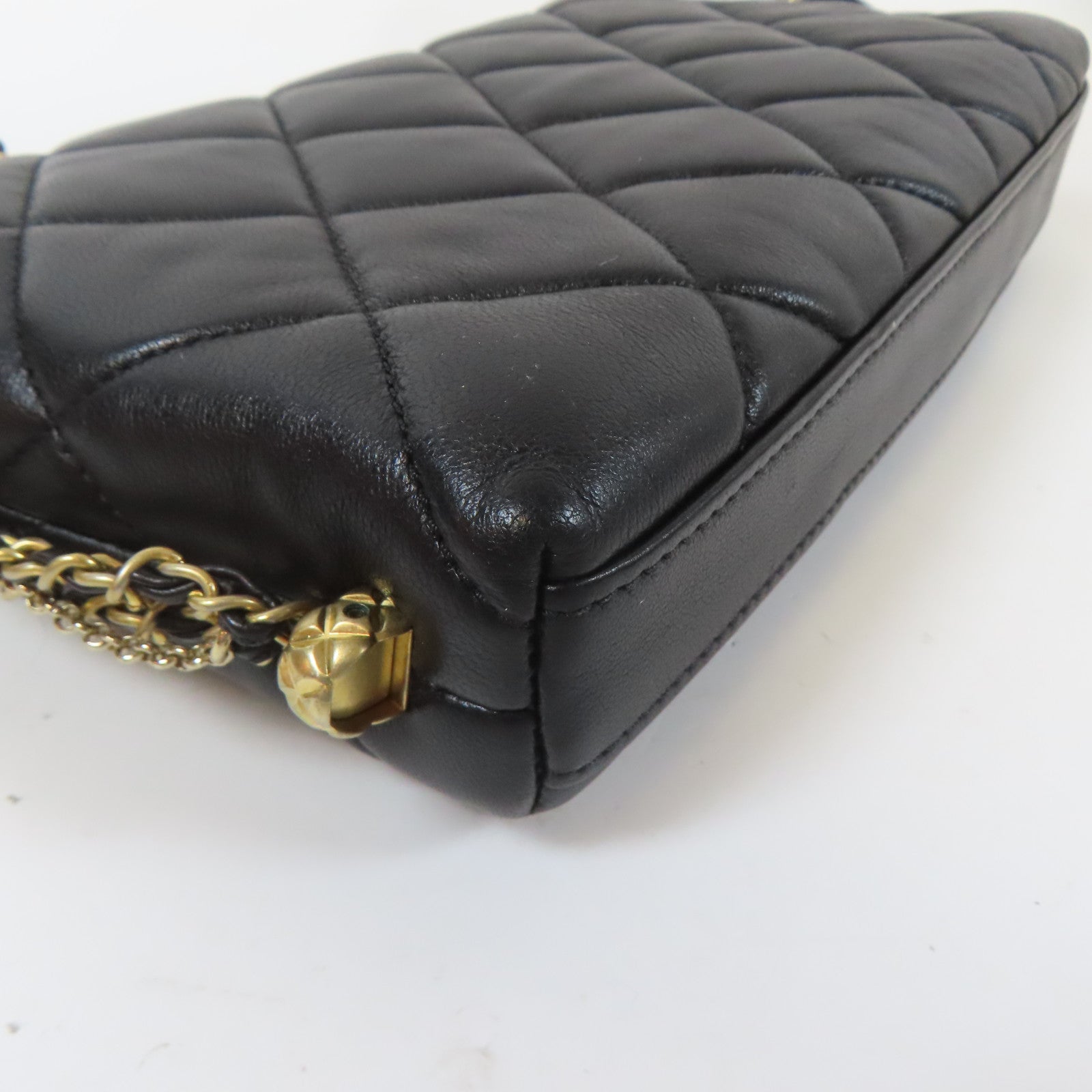 CHANEL 【激減優惠】菱格羊皮皮革19 Chain Shoulder Bag金扣鏈帶肩背袋黑色