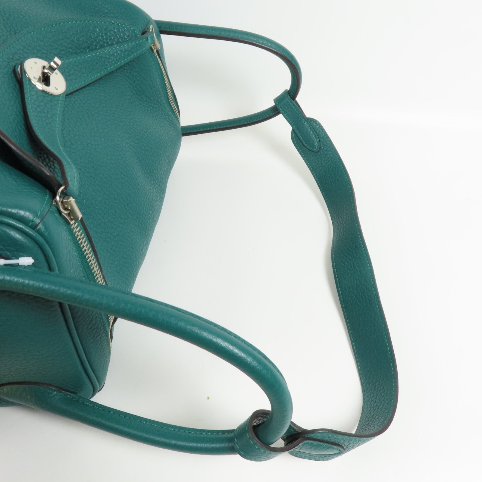 HERMES Clemence皮革Lindy 30銀扣手挽肩背兩用袋Malachite