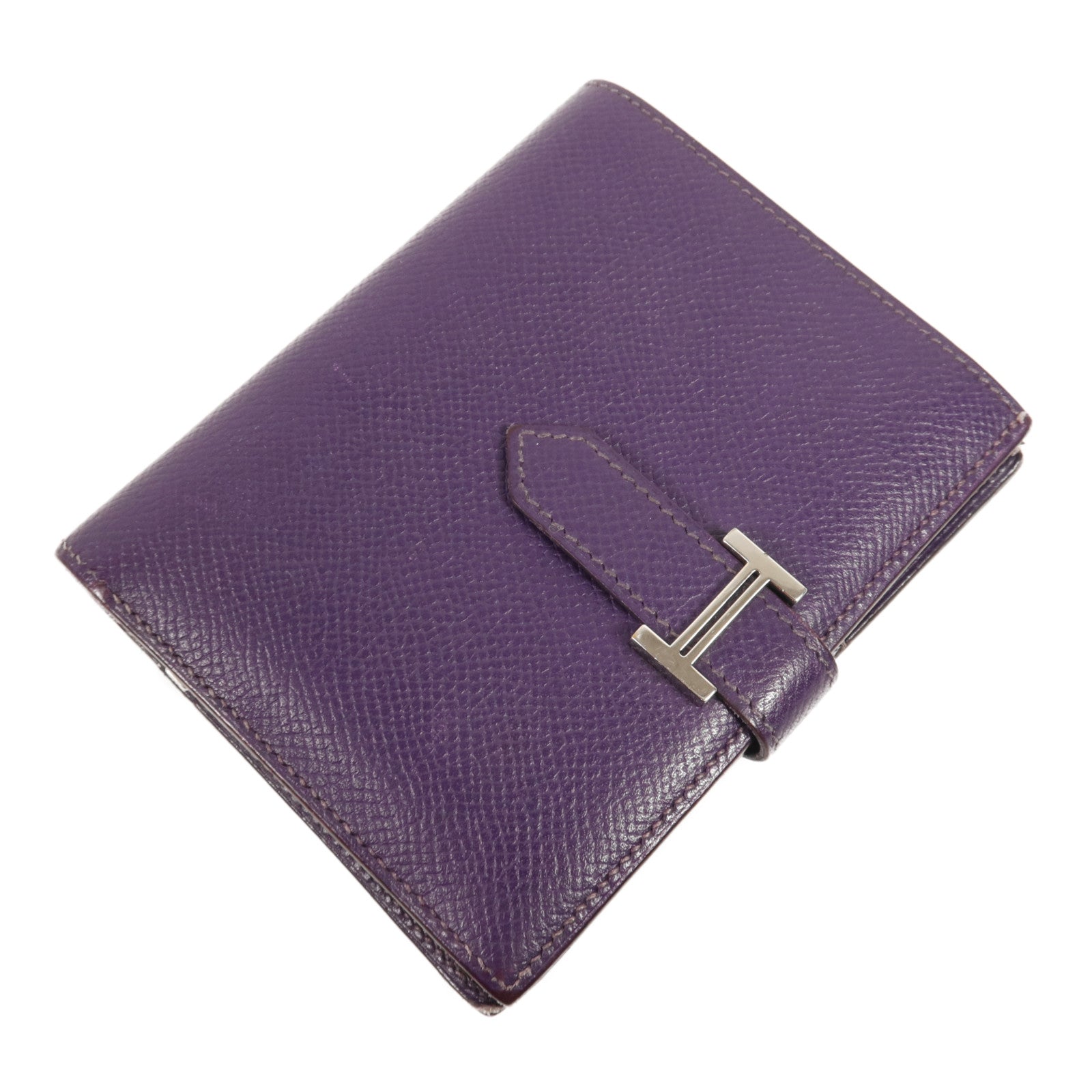 HERMES Epsom皮革Bearn Compact Wallet銀扣錢包
