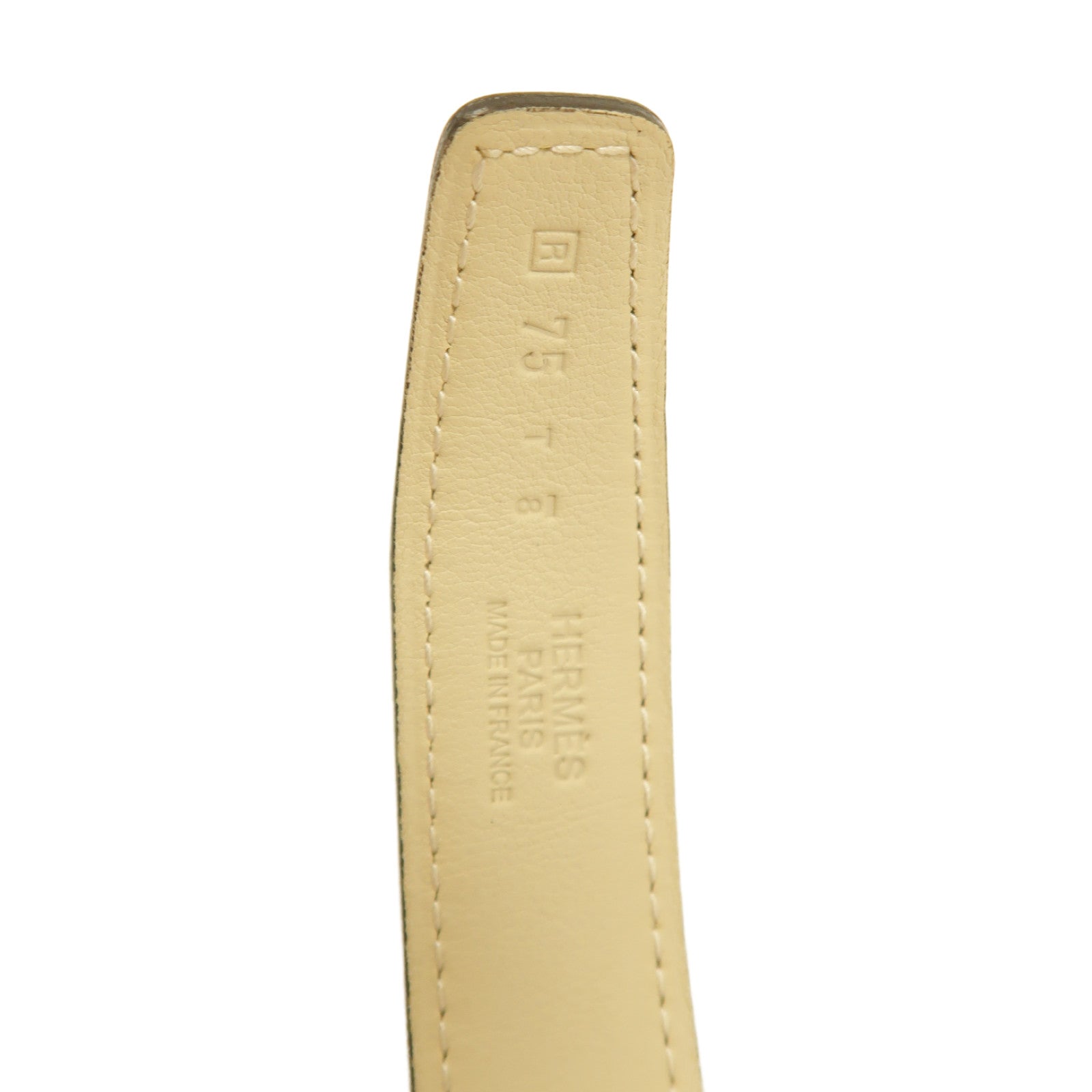 HERMES Swift皮革Belt 75cm銀扣皮帶米色